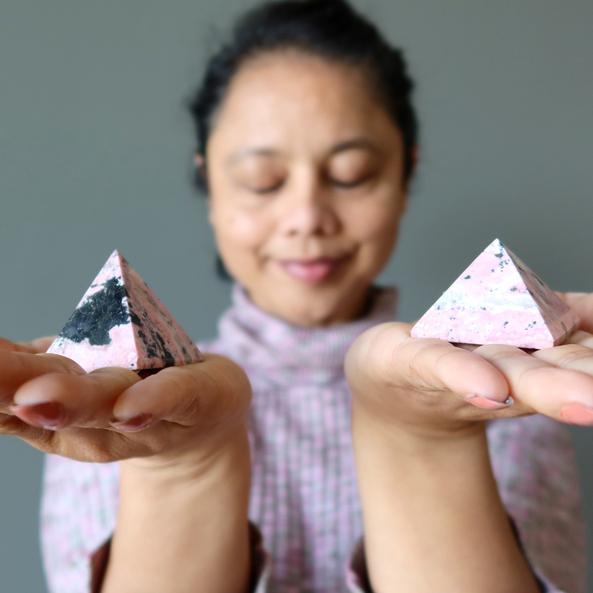 Rhodonite Pyramid Love from Above Crystal