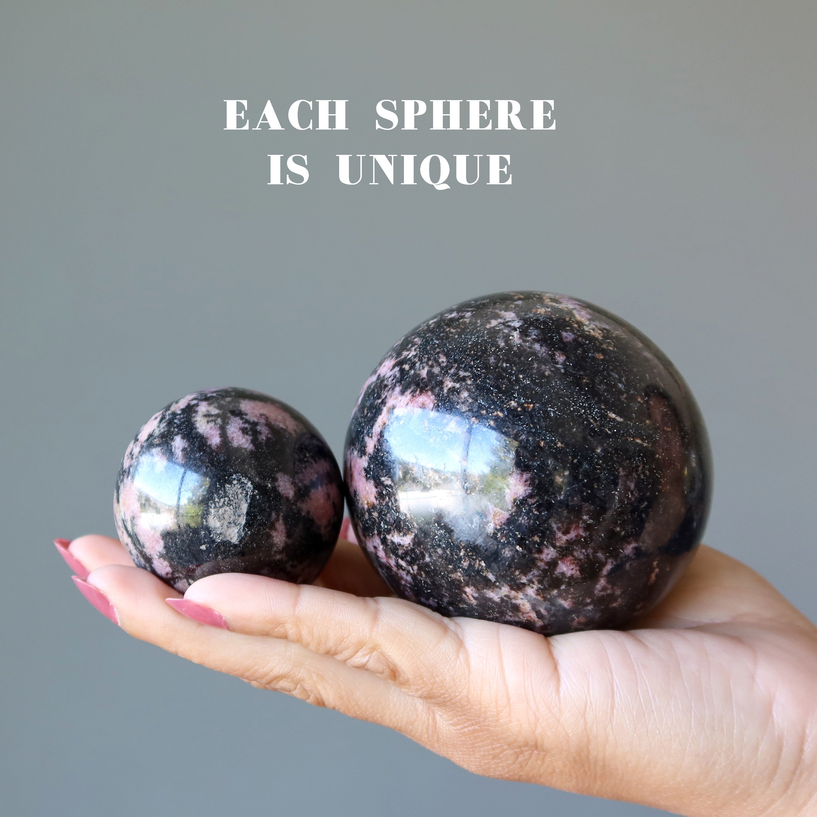 Rhodonite Sphere Venus Mercury Eclipse Crystal Ball