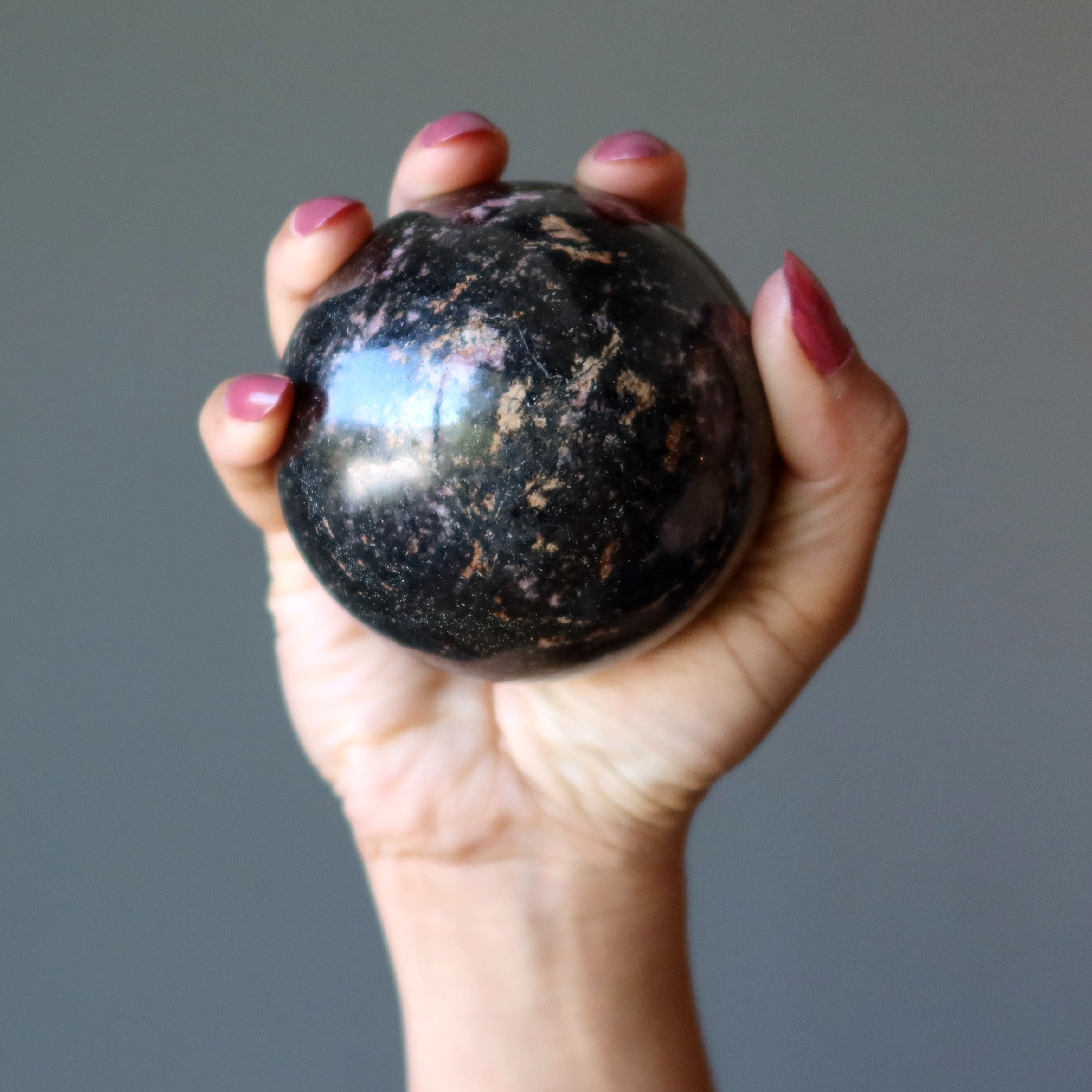Rhodonite Sphere Venus Mercury Eclipse Crystal Ball