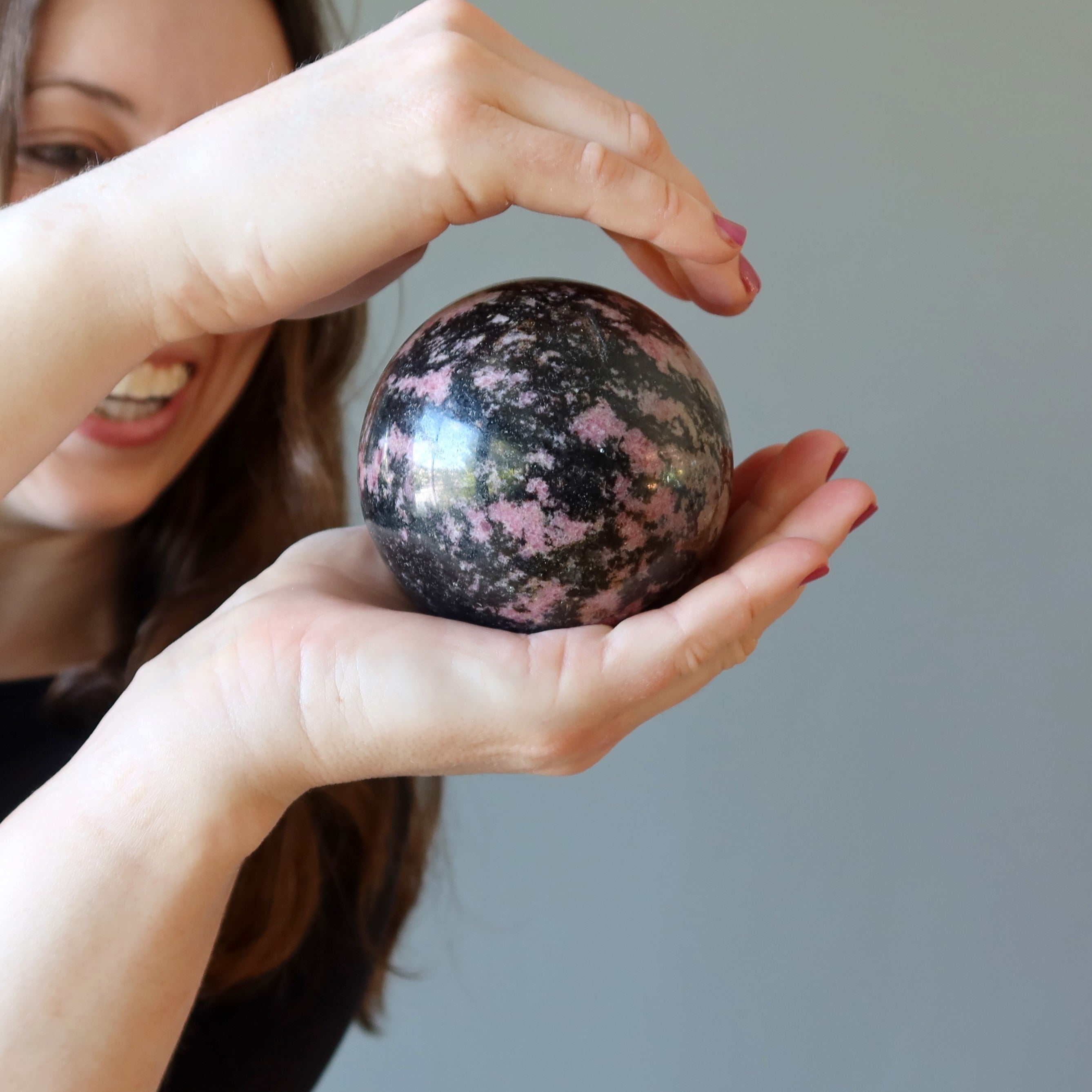 Rhodonite Sphere Venus Mercury Eclipse Crystal Ball
