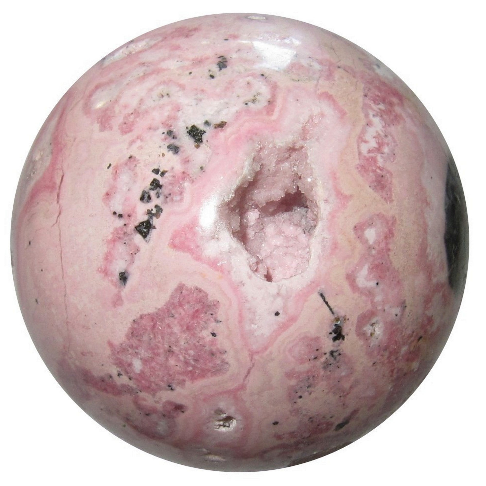 Sphère de rhodonite, boule de cristal géode rose, Ma grotte d'amour douillette