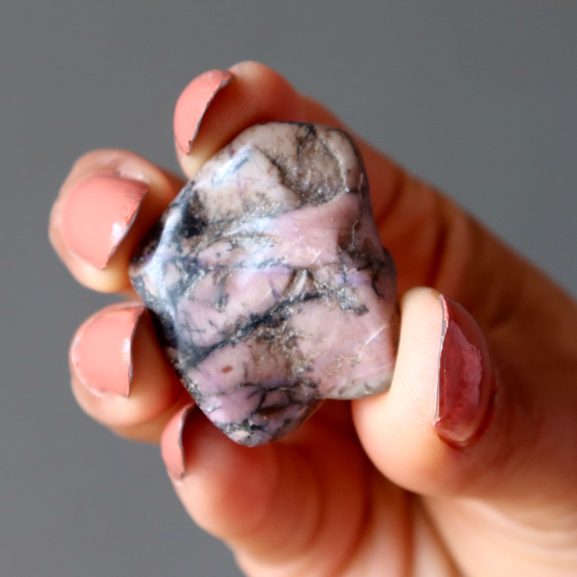 Rhodonite Tumbled Stone Black Pink Love Crystal