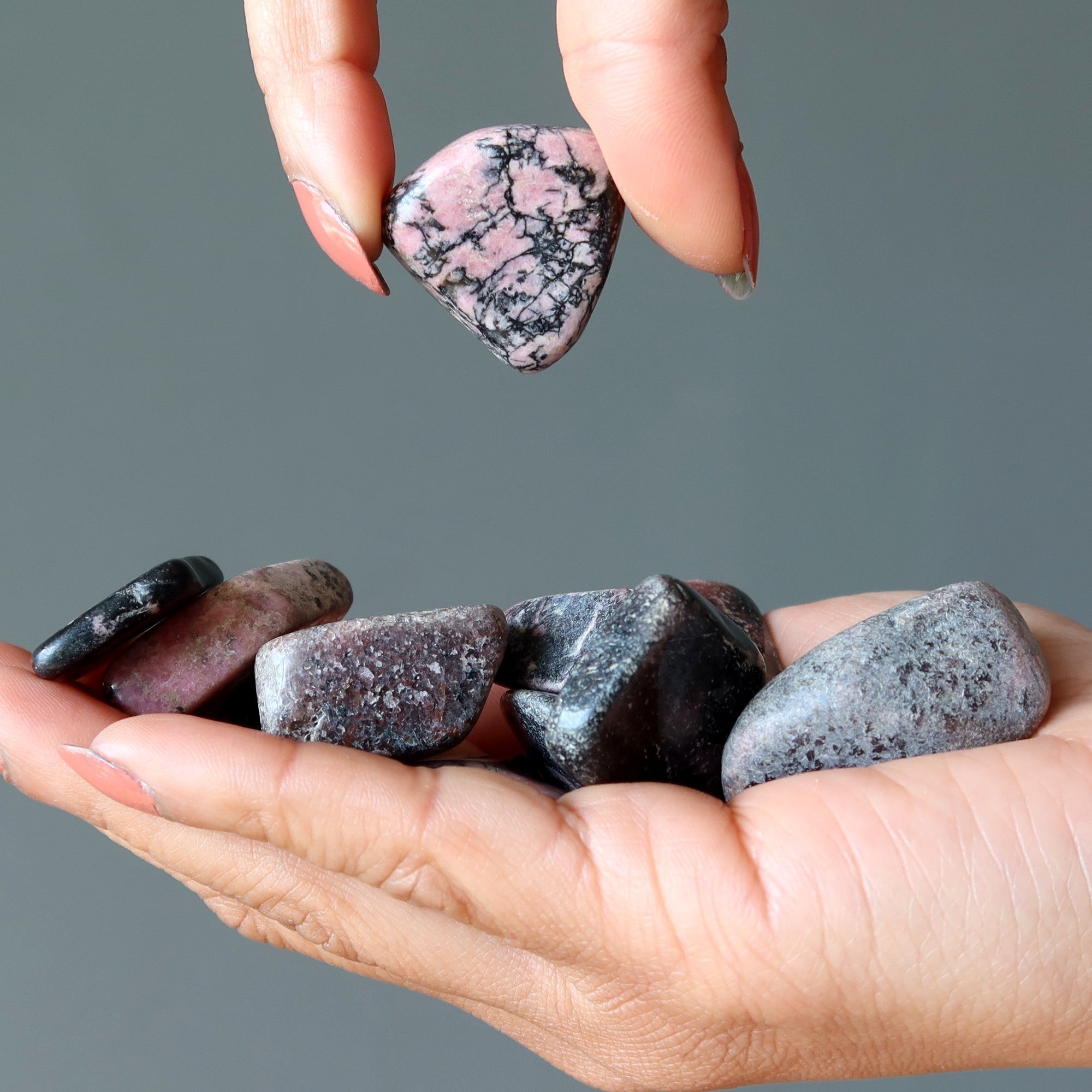 Rhodonite Tumbled Stone Black Pink Love Crystal