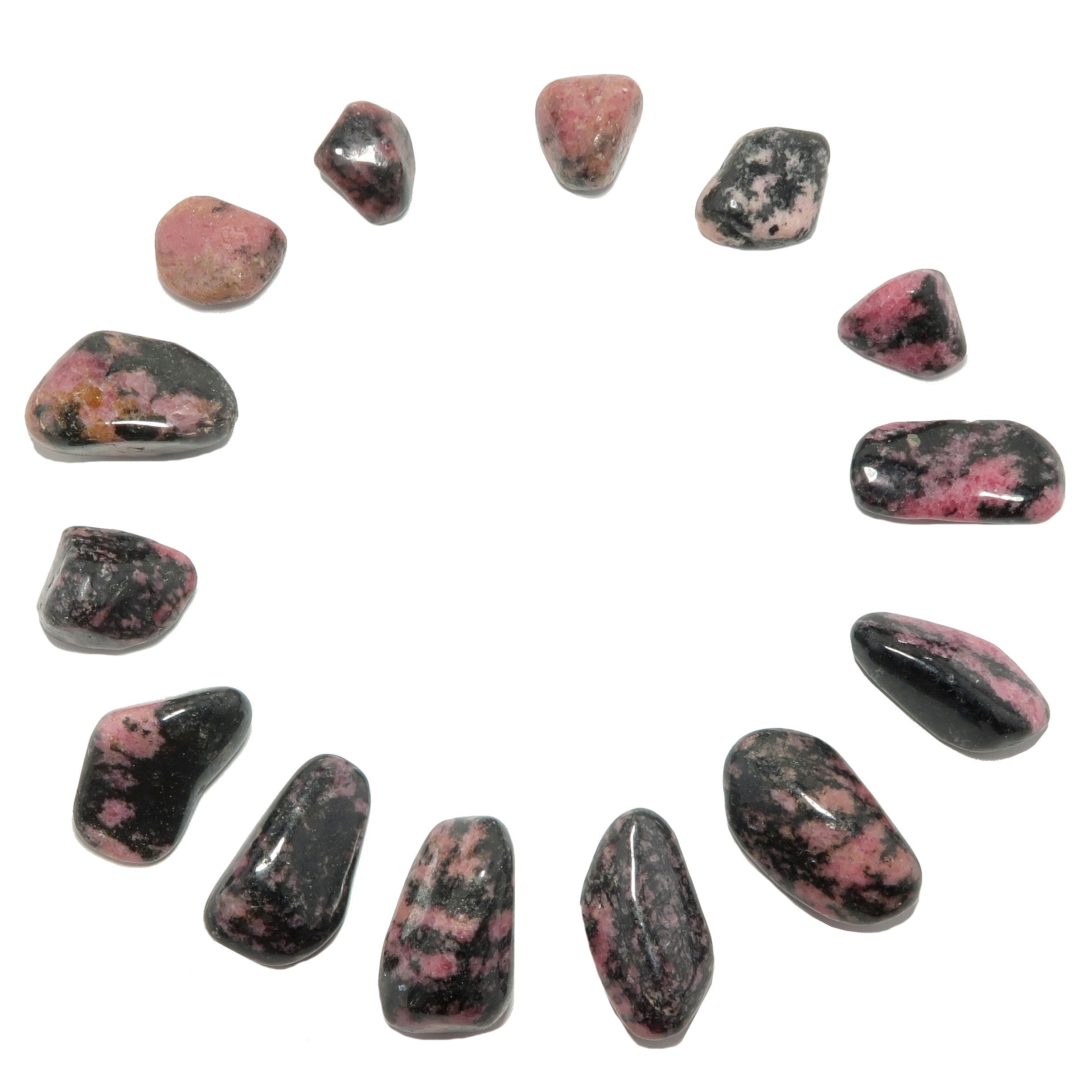 Rhodonit Trommelstein Schwarz Pink Liebe Kristall