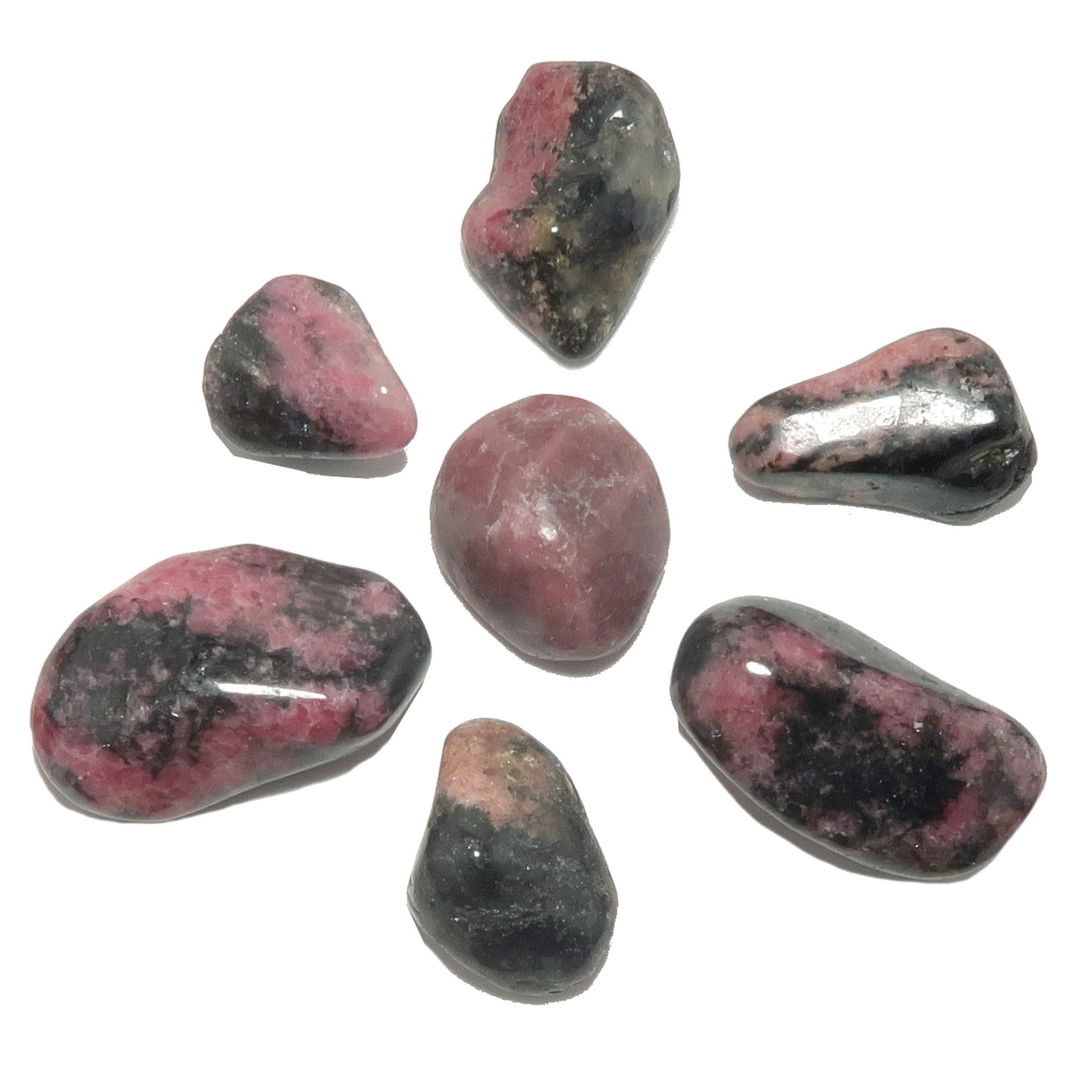 Rhodonit Trommelstein Schwarz Pink Liebe Kristall