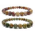 Ensemble de bracelets en rhyolite Œil d'oiseau rouge et Forêt tropicale verte
