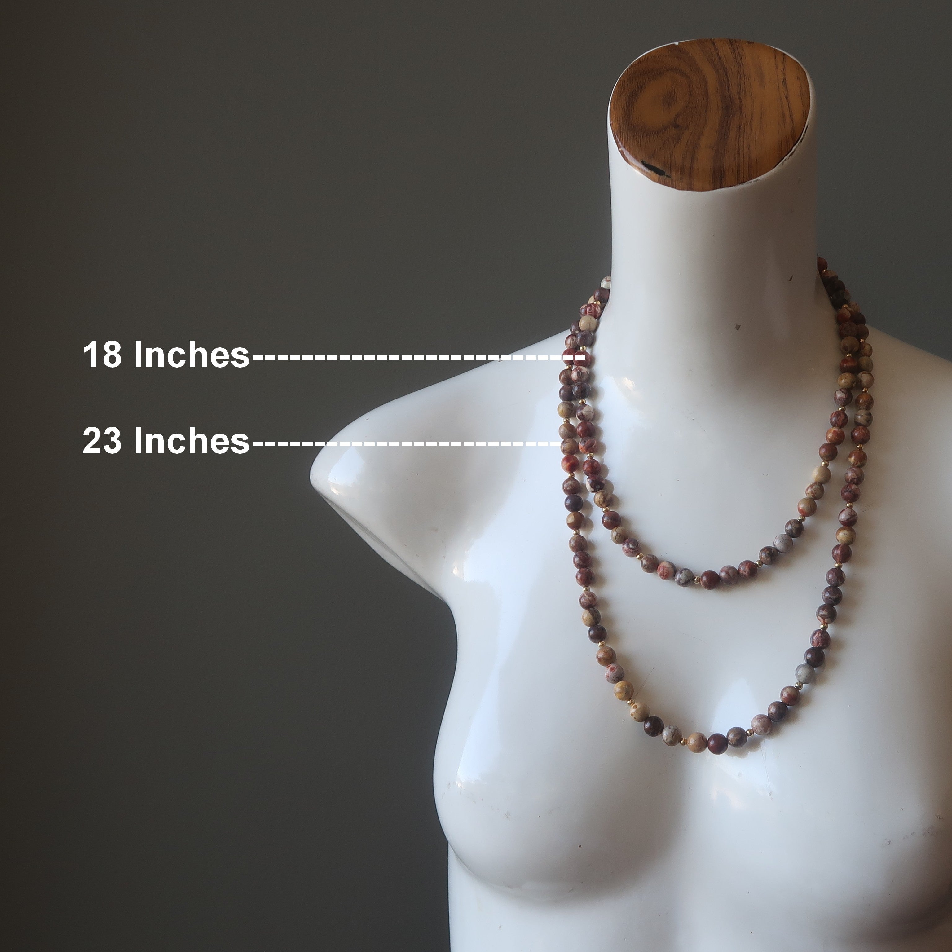 Collier en rhyolite, pierres inspirantes œil d'oiseau rouge