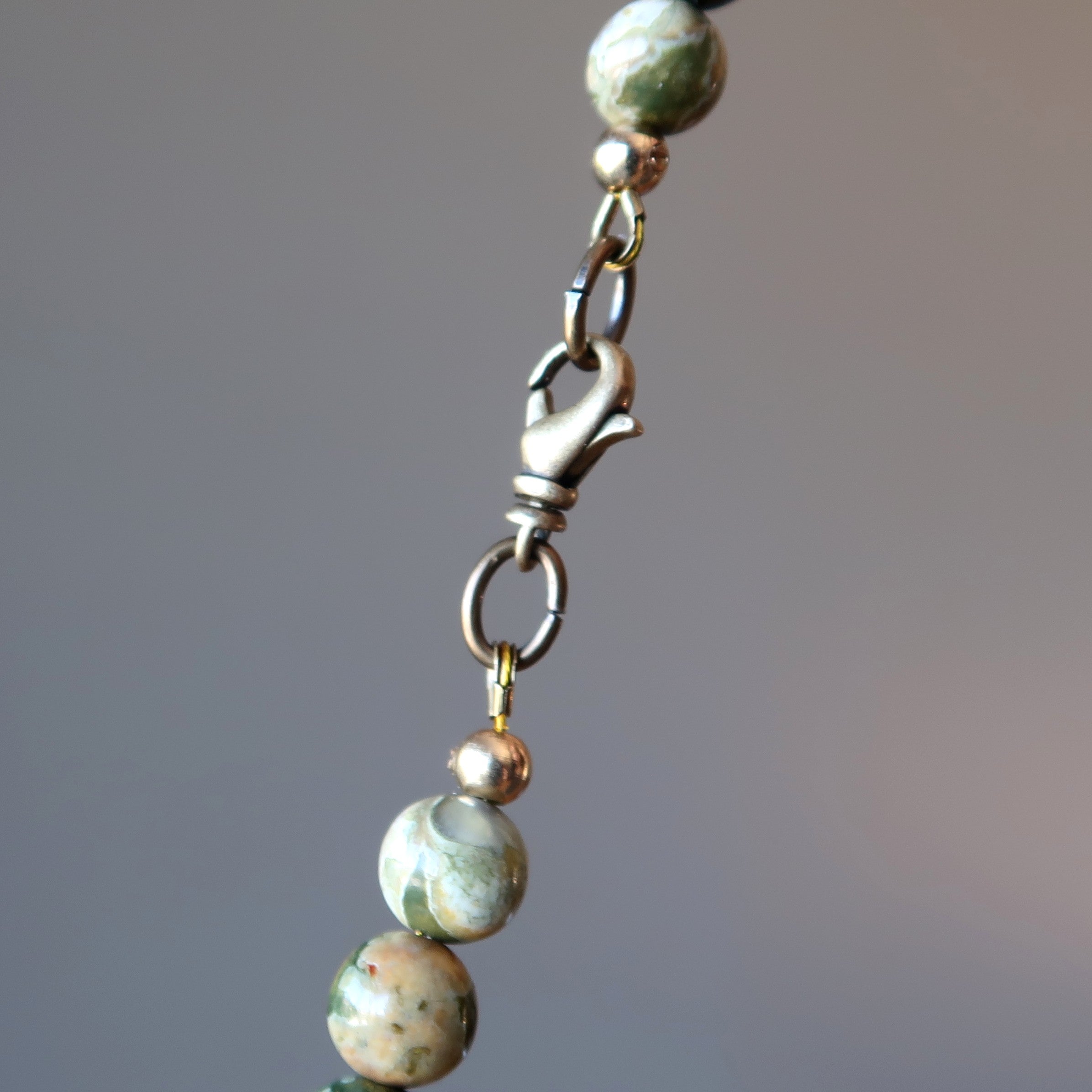 Rhyolite Necklace Tropical Rainforest Green Beaded