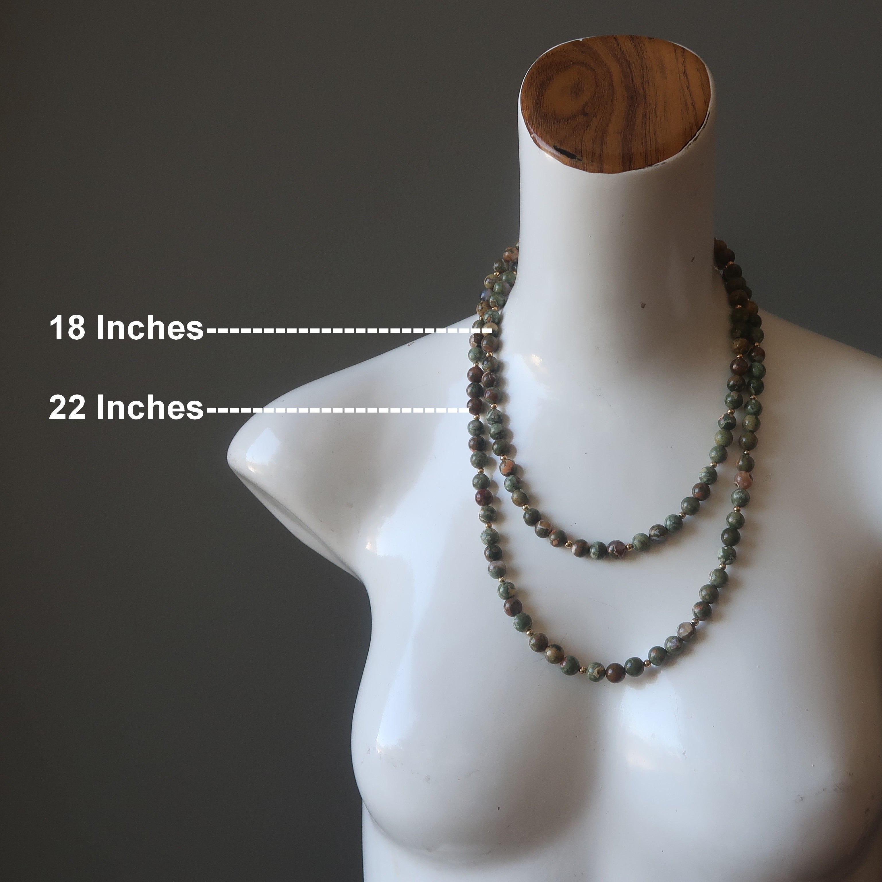 Rhyolite Necklace Tropical Rainforest Green Beaded