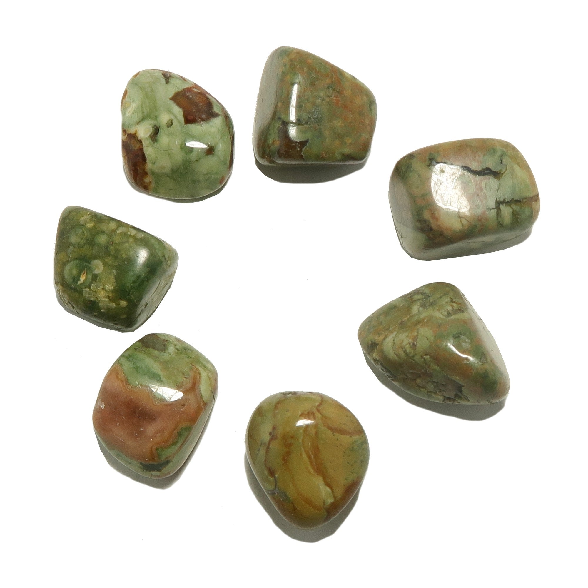 Rhyolite Tumbled Stone Rainforest Green Gem