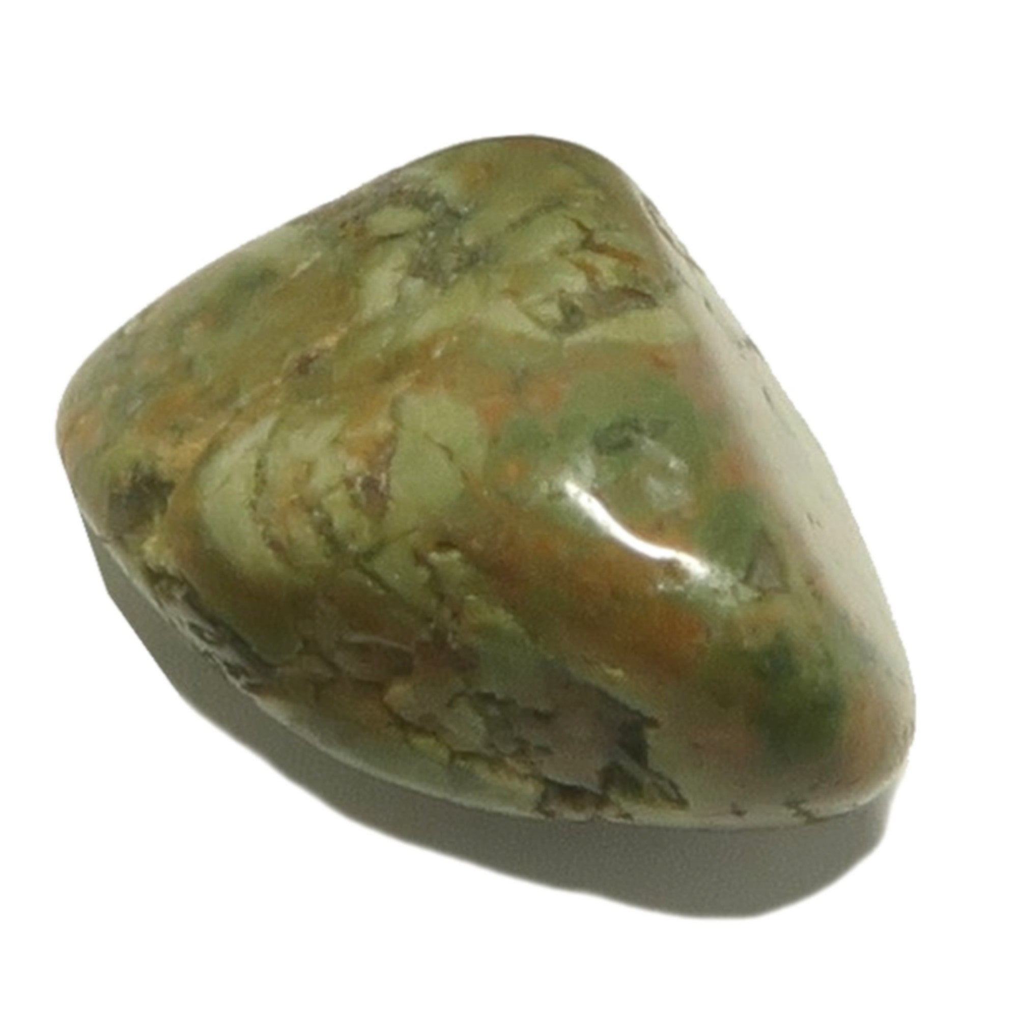 Rhyolith Trommelstein Regenwaldgrün Edelstein