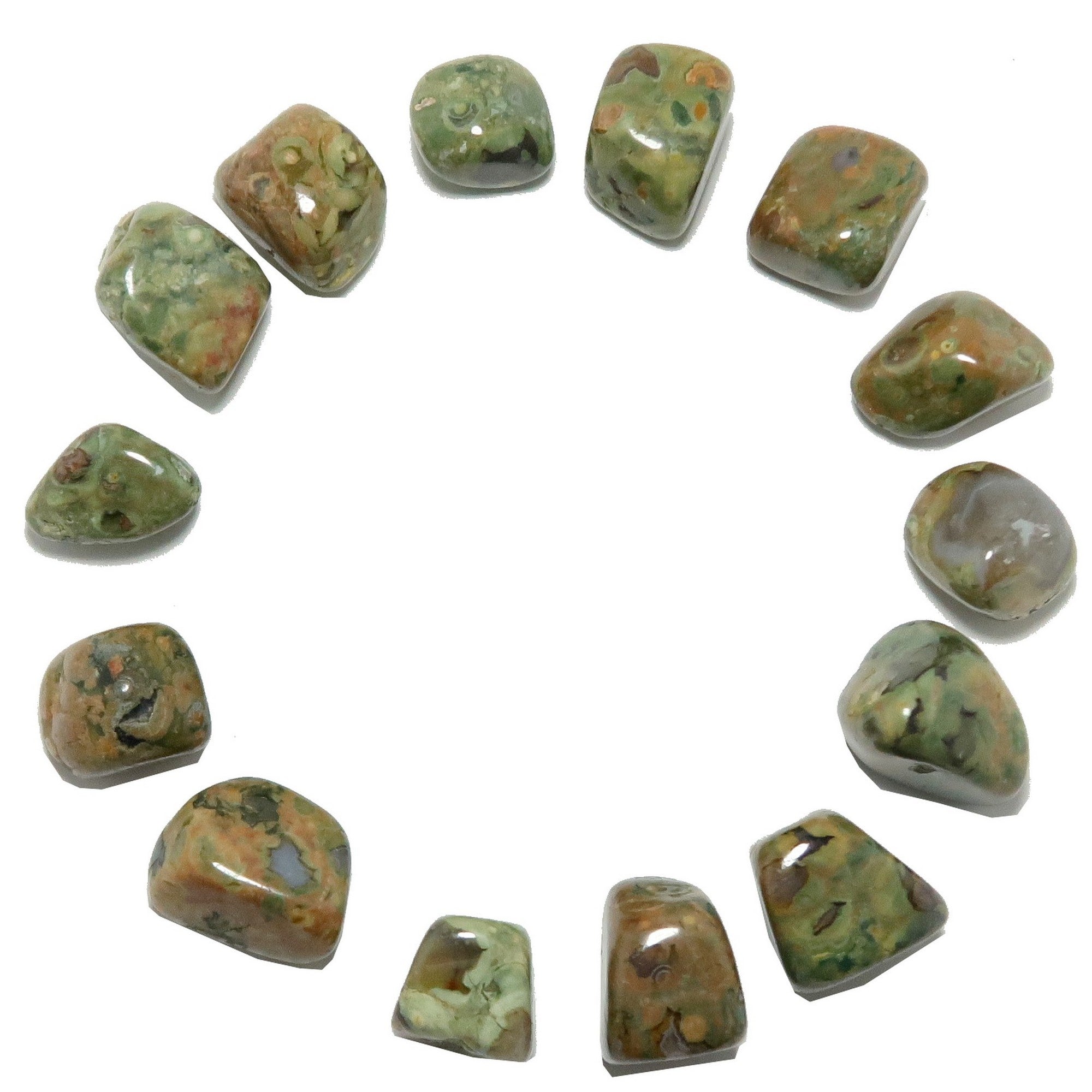 Rhyolite Tumbled Stone Rainforest Green Gem