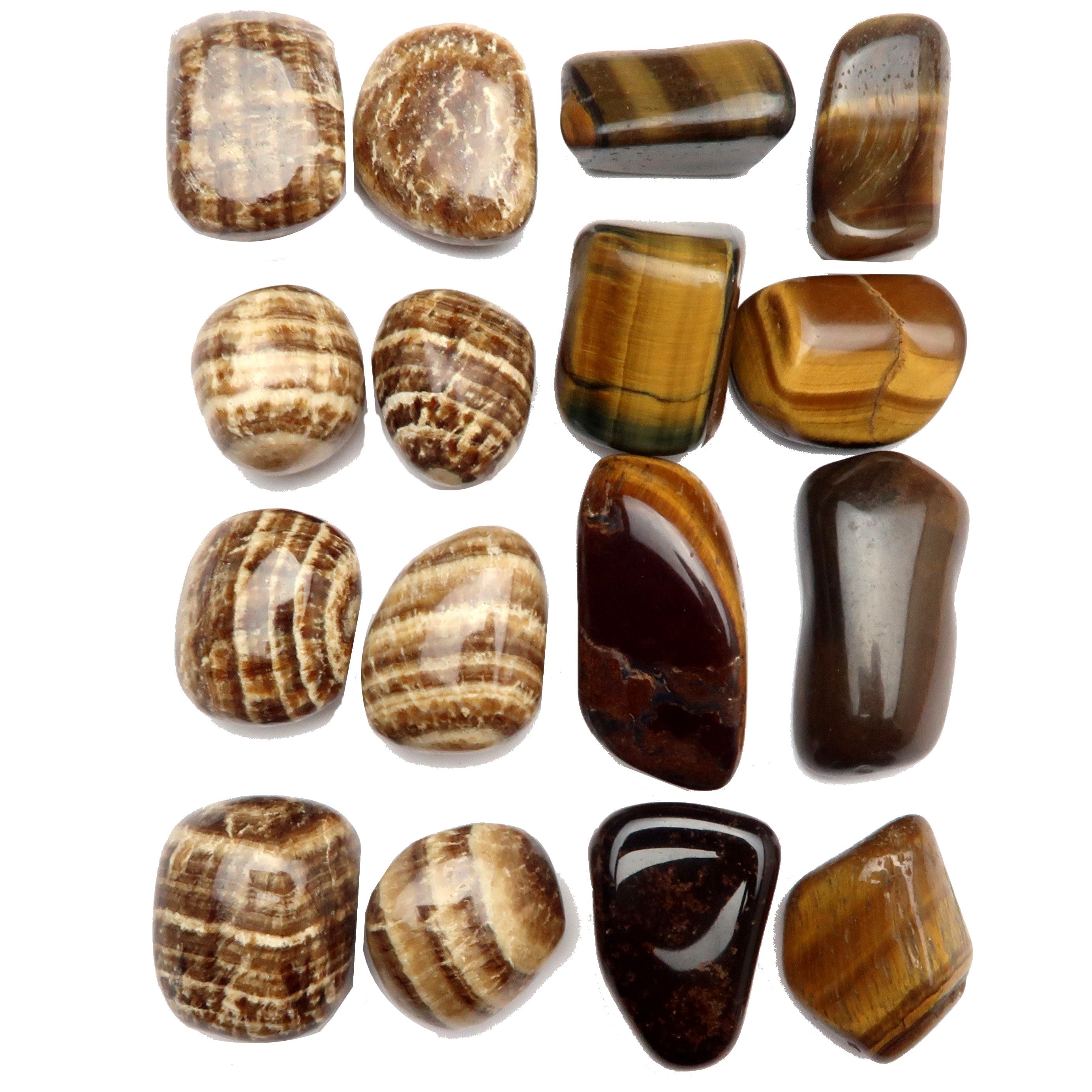 Tumbled Stone Set Root Chakra Tigers Eye Aragonite