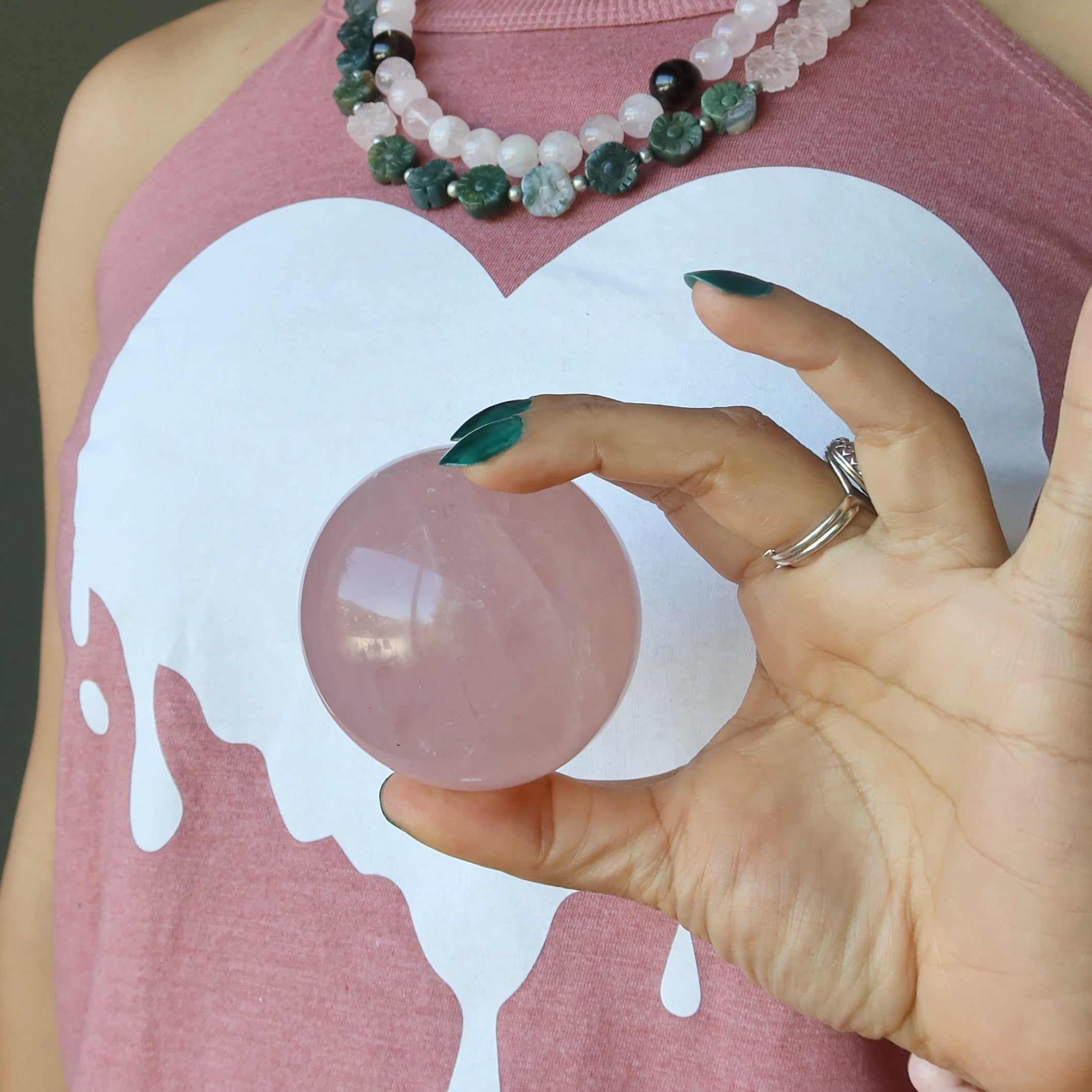 Rose Quartz Sphere Dancing Star Crystal Ball