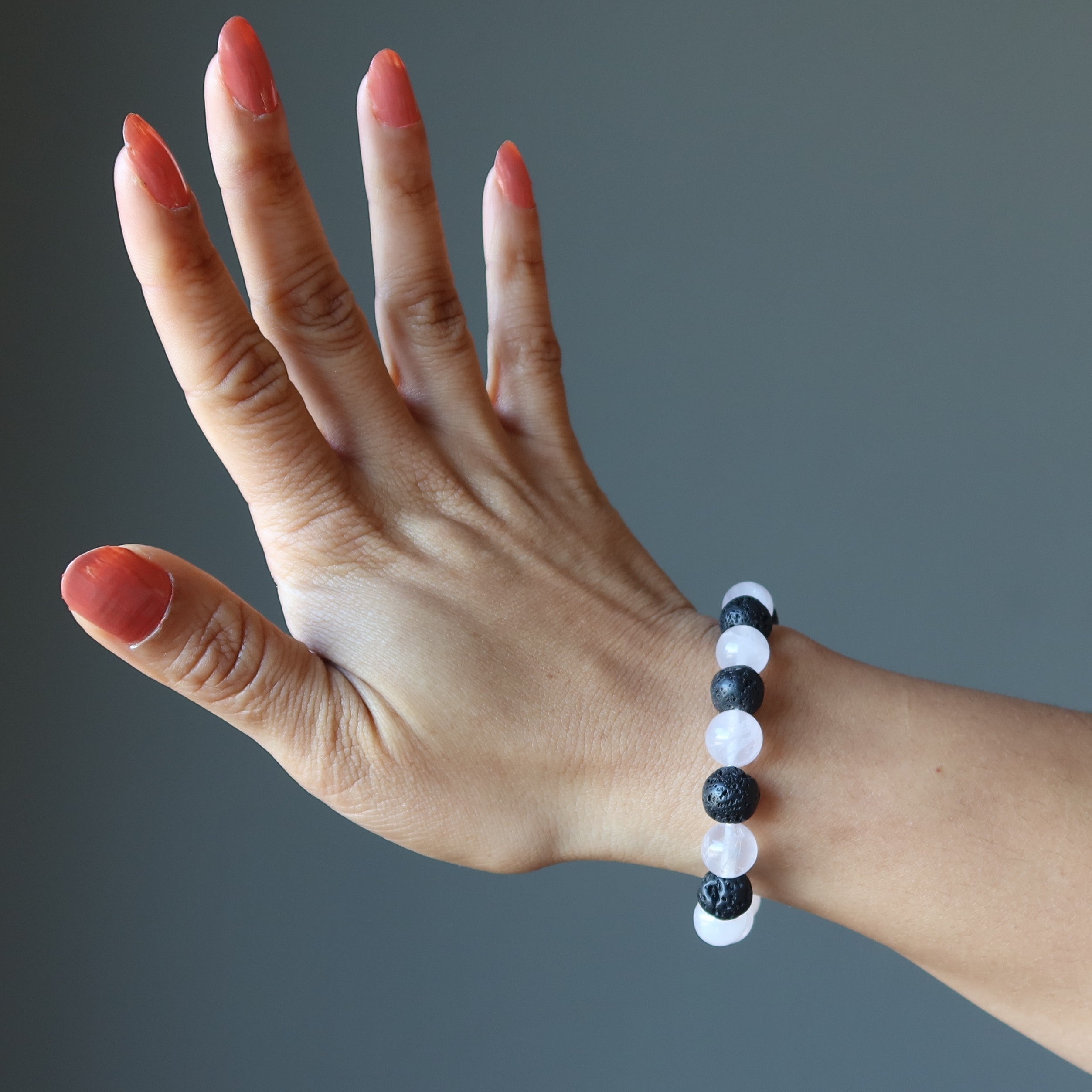 Rose Quartz Bracelet Black Lava Eruption of Love