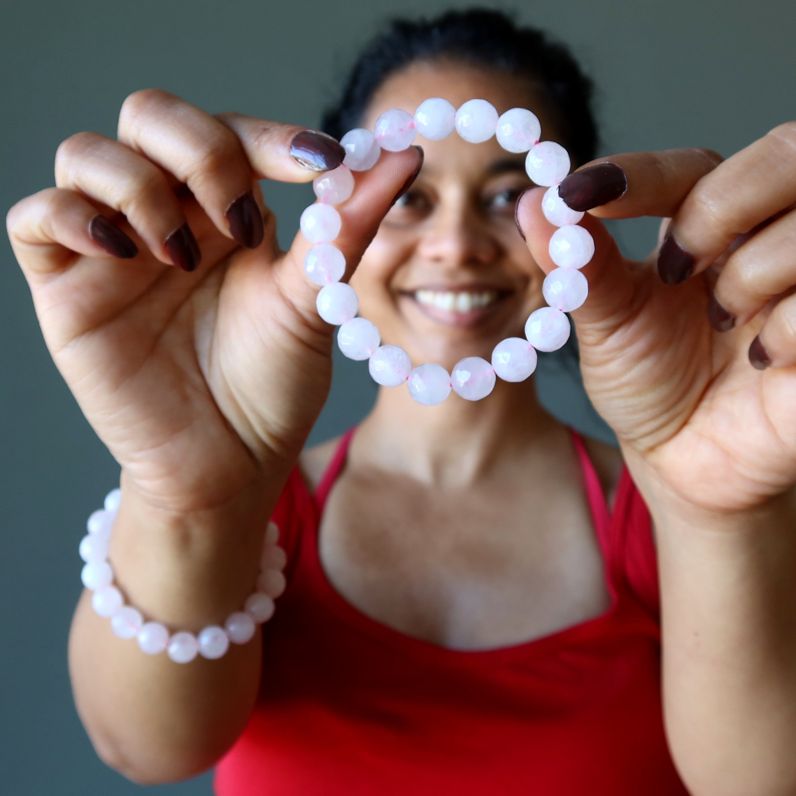 Rose Quartz Bracelet Love Spark Faceted Beads