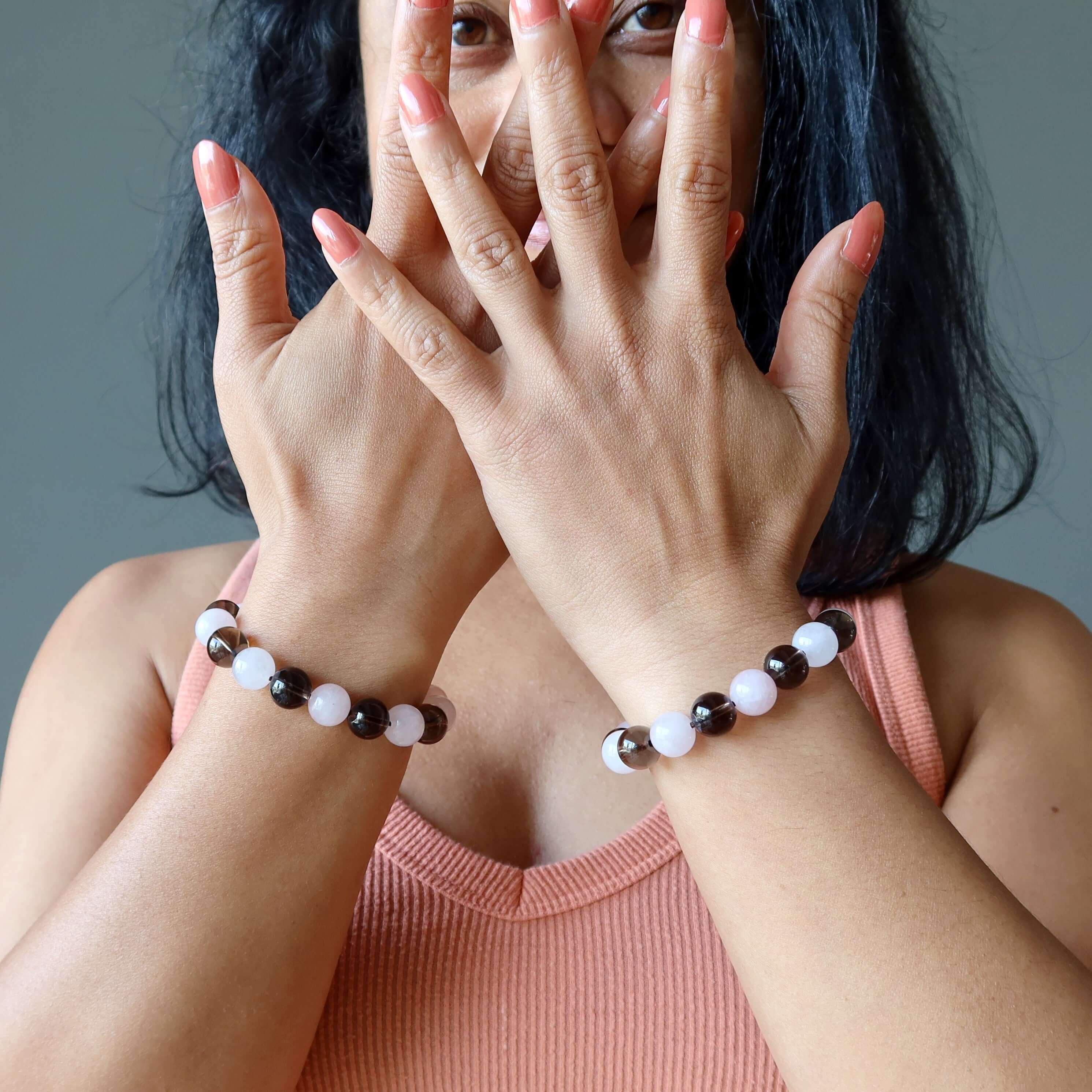 Rose Quartz Bracelet Smoky Hot Love Protector