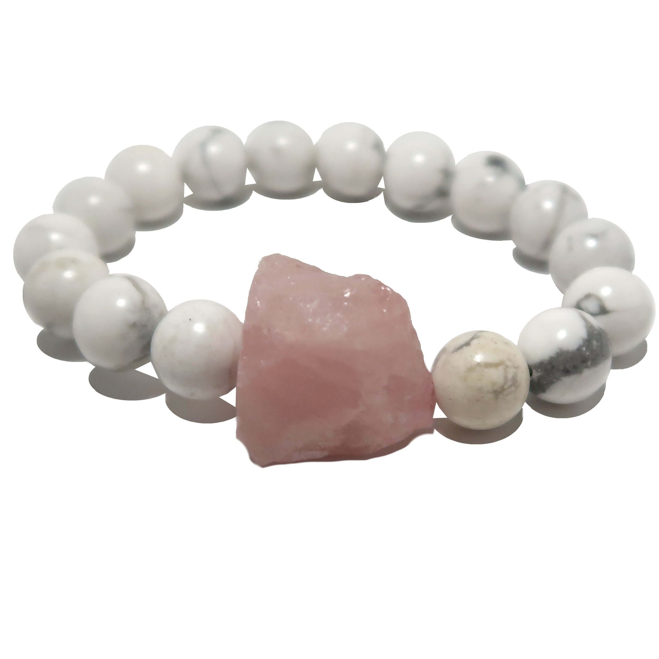 Bracelet en howlite et quartz rose – Pierre bohème pour une habitude saine d'amour
