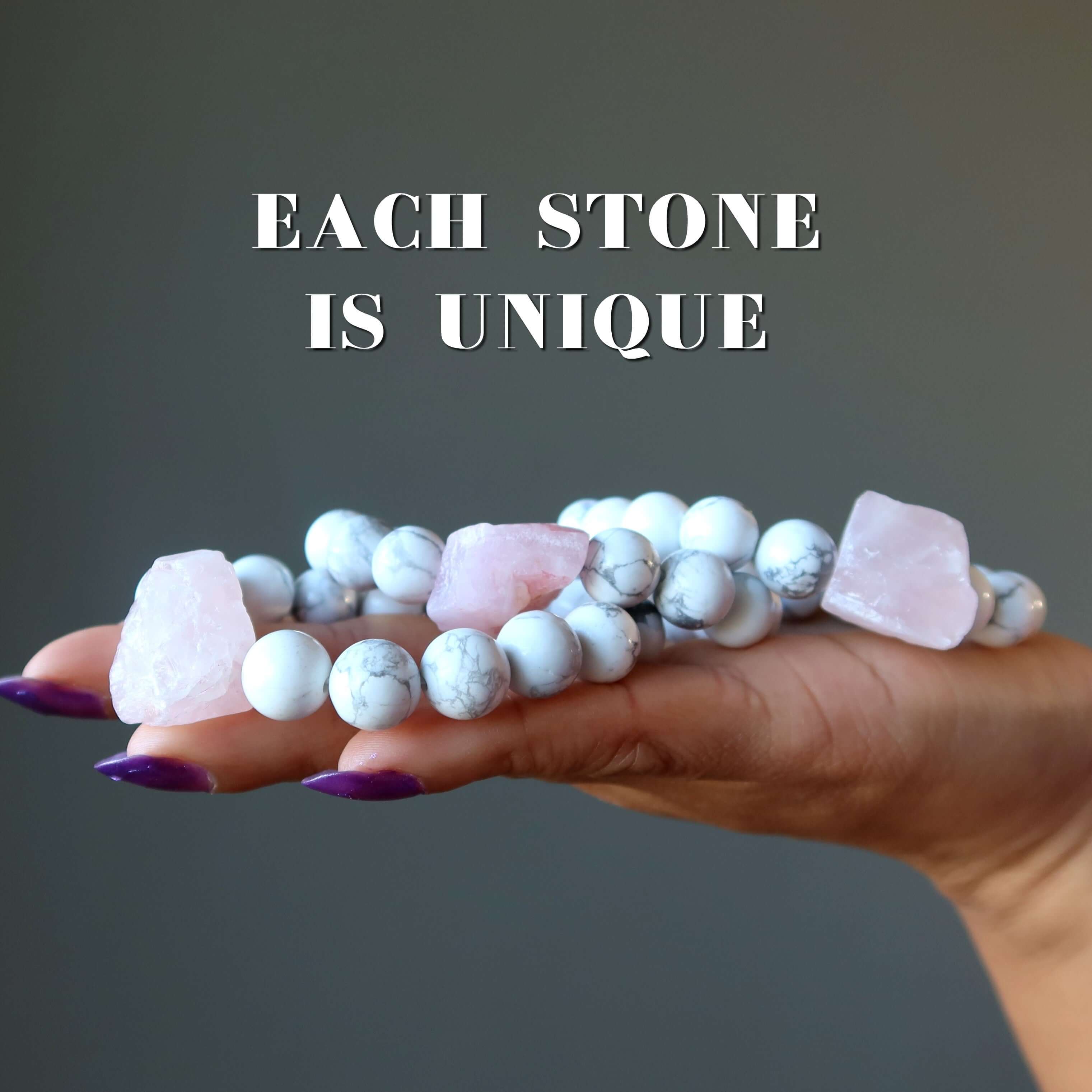 Bracelet en howlite et quartz rose – Pierre bohème pour une habitude saine d'amour