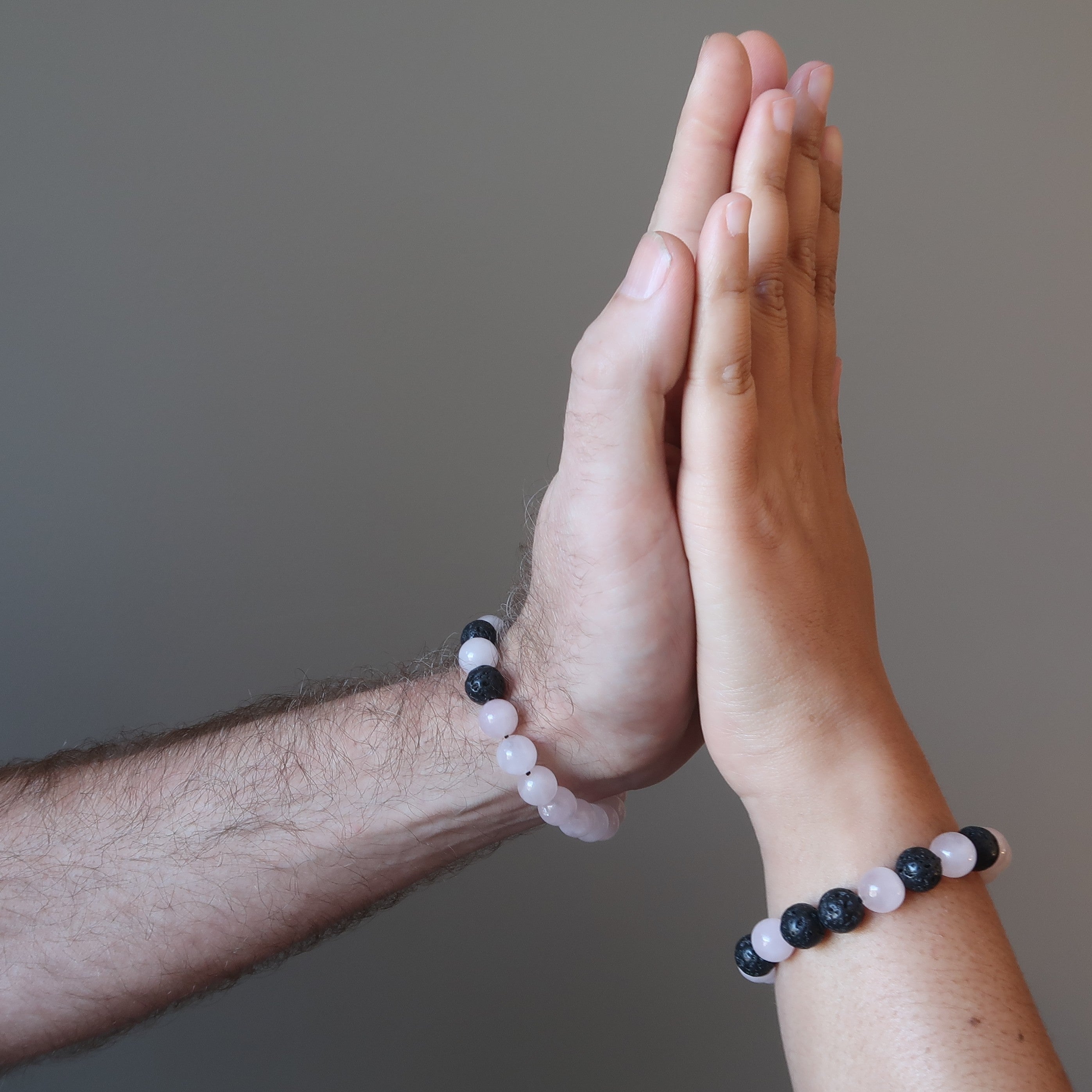 Rose Quartz Bracelet Black Lava Eruption of Love