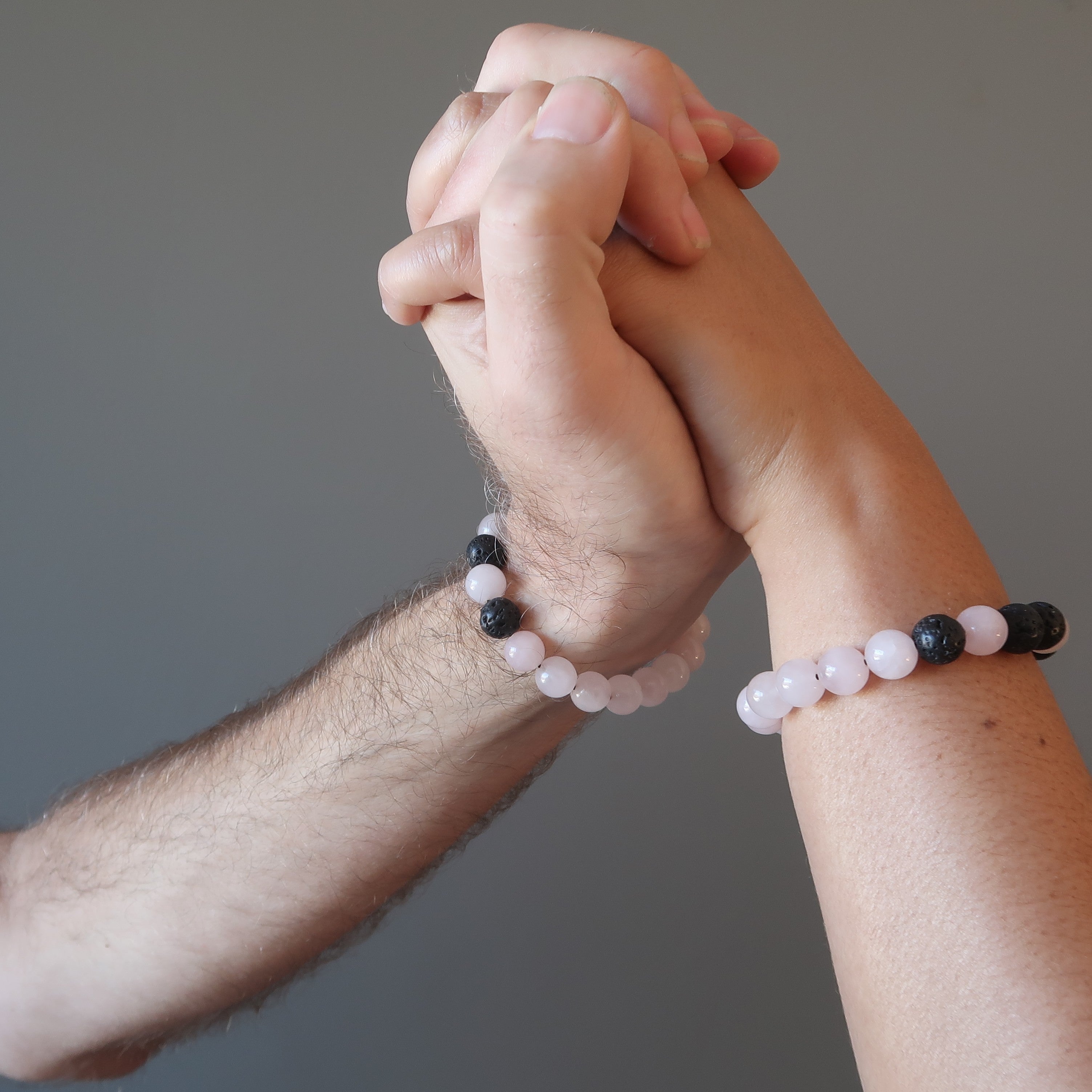 Rose Quartz Bracelet Black Lava Eruption of Love