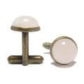 Boutons de manchette en quartz rose et bronze vieilli