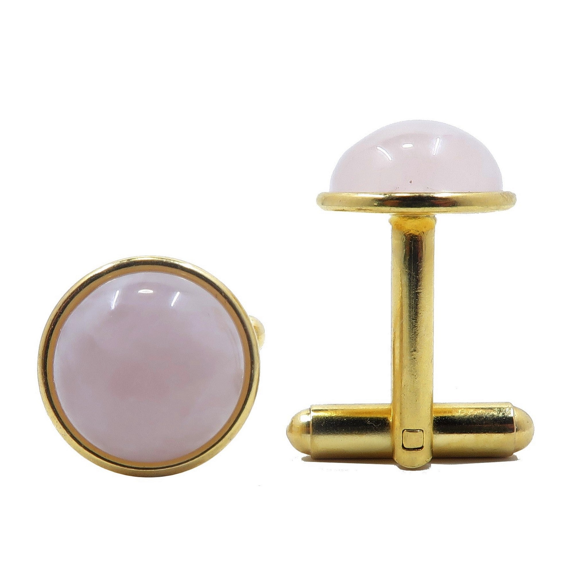 Rose Quartz Cufflinks Pink Romance Gold