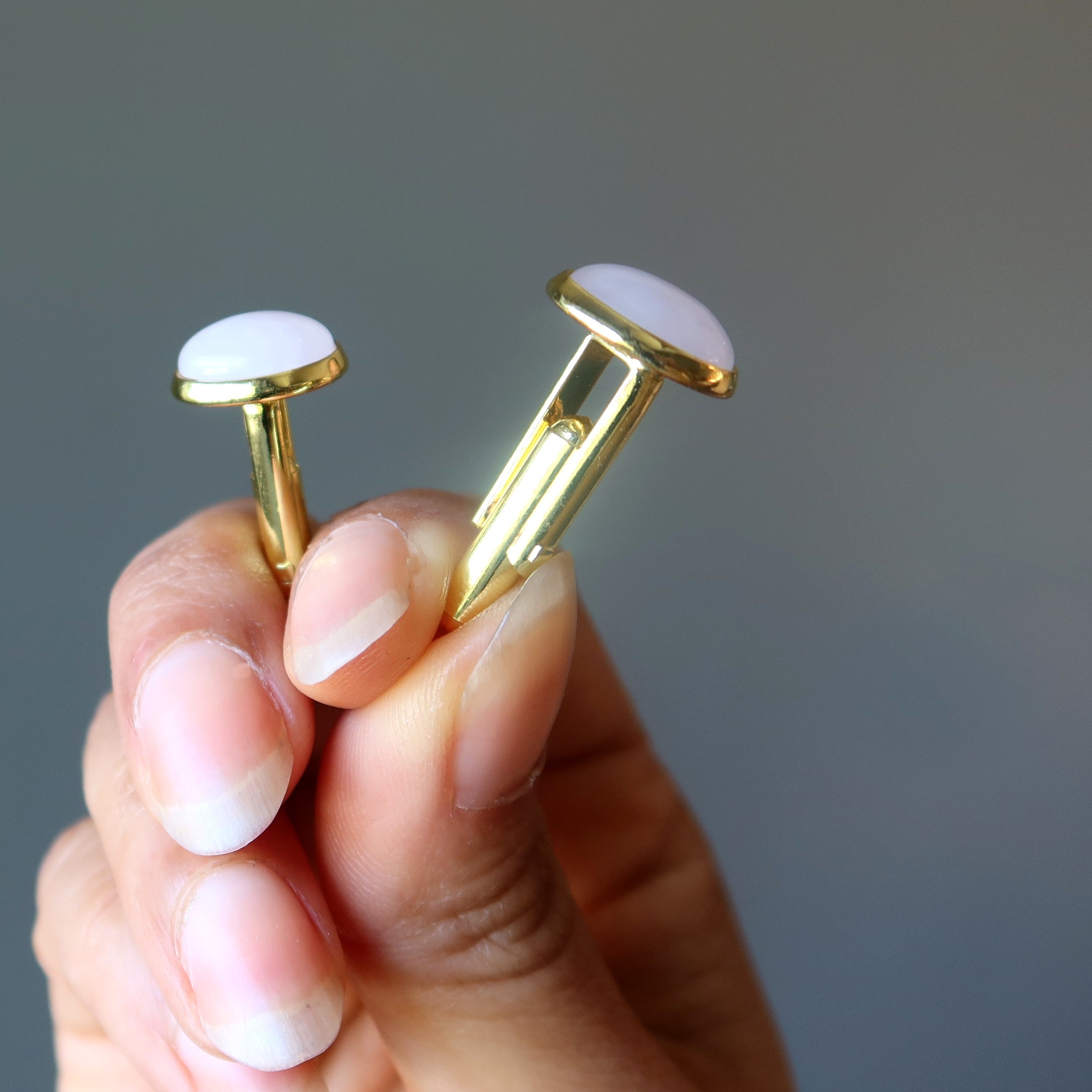 Rose Quartz Cufflinks Pink Romance Gold