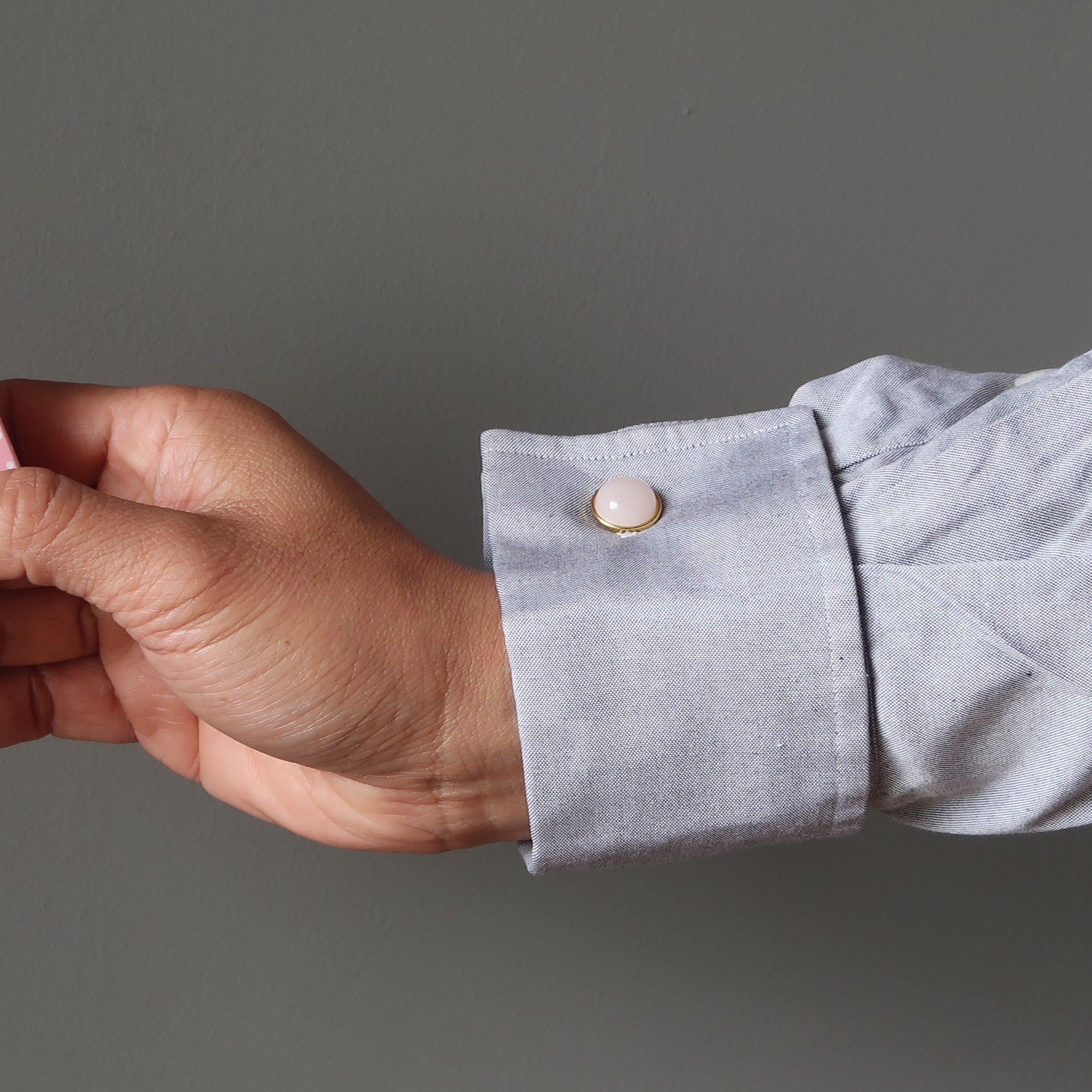 Rose Quartz Cufflinks Pink Romance Gold
