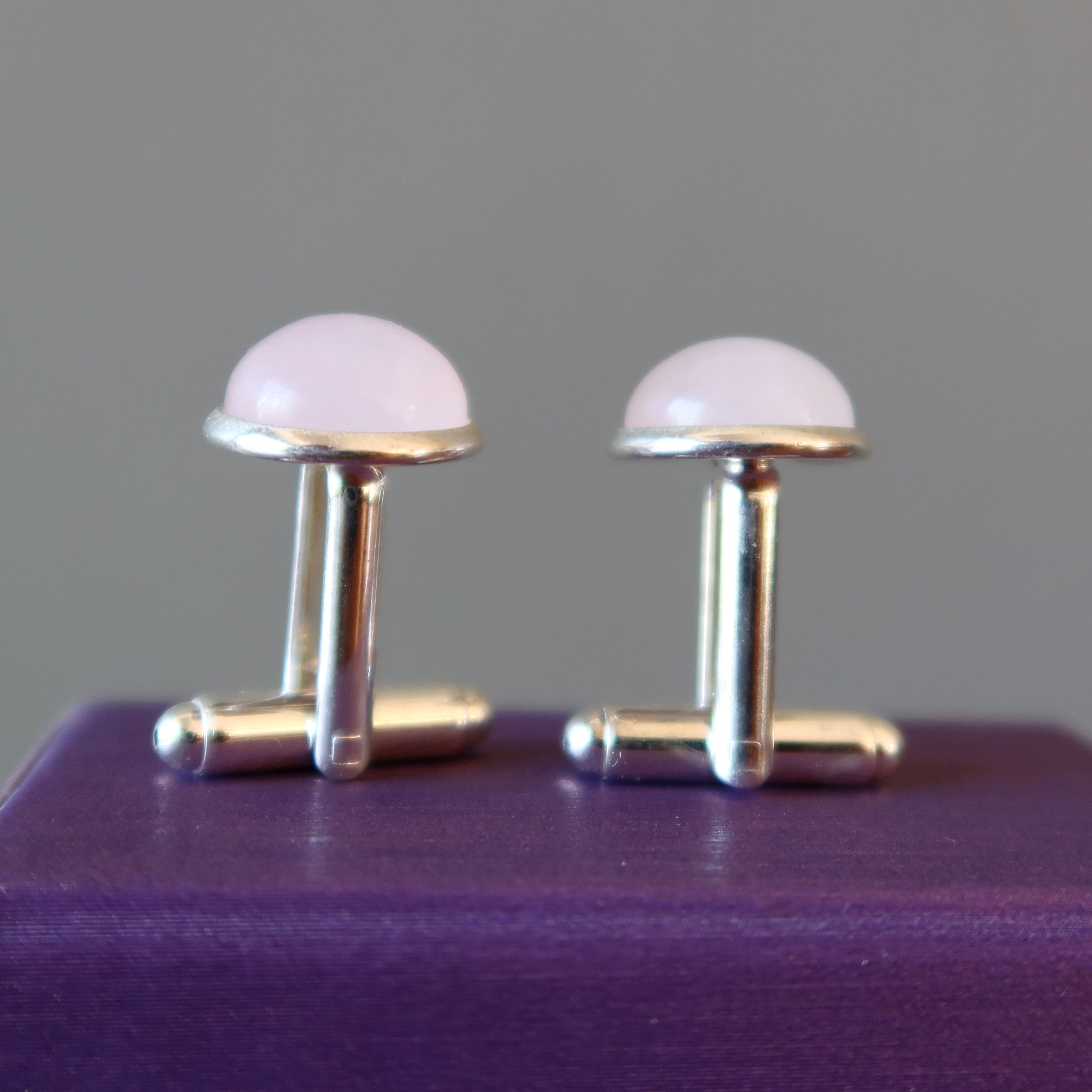 Rose Quartz Cufflinks Pink Love Gems Silver