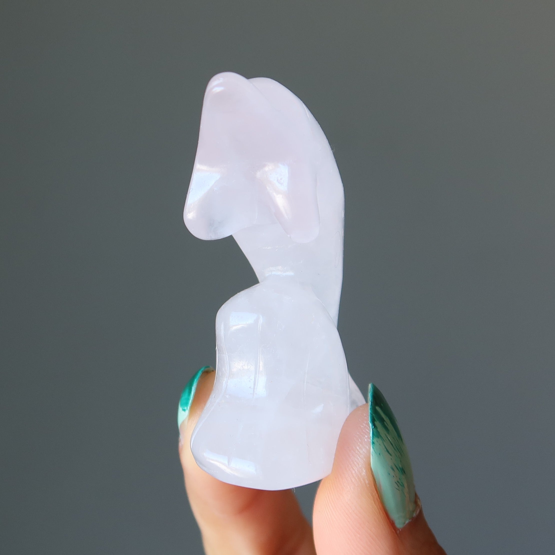 Dauphin en Quartz Rose Ondulations Pierre Romantique Rose