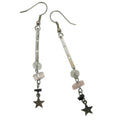 Rose Quartz Earrings Silver Star Red Garnet