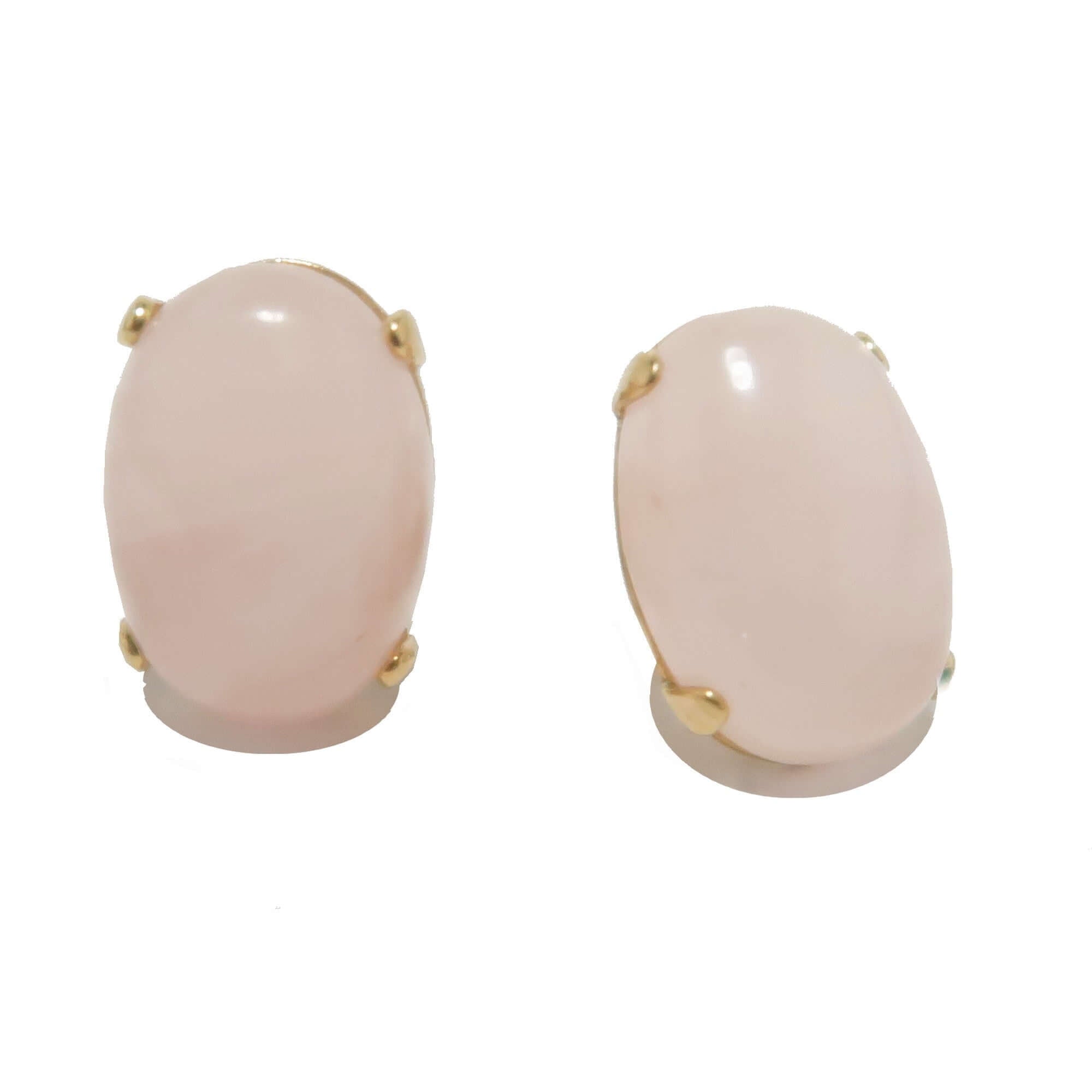 Rose Quartz Earrings Love Stud 14-Karat Gold