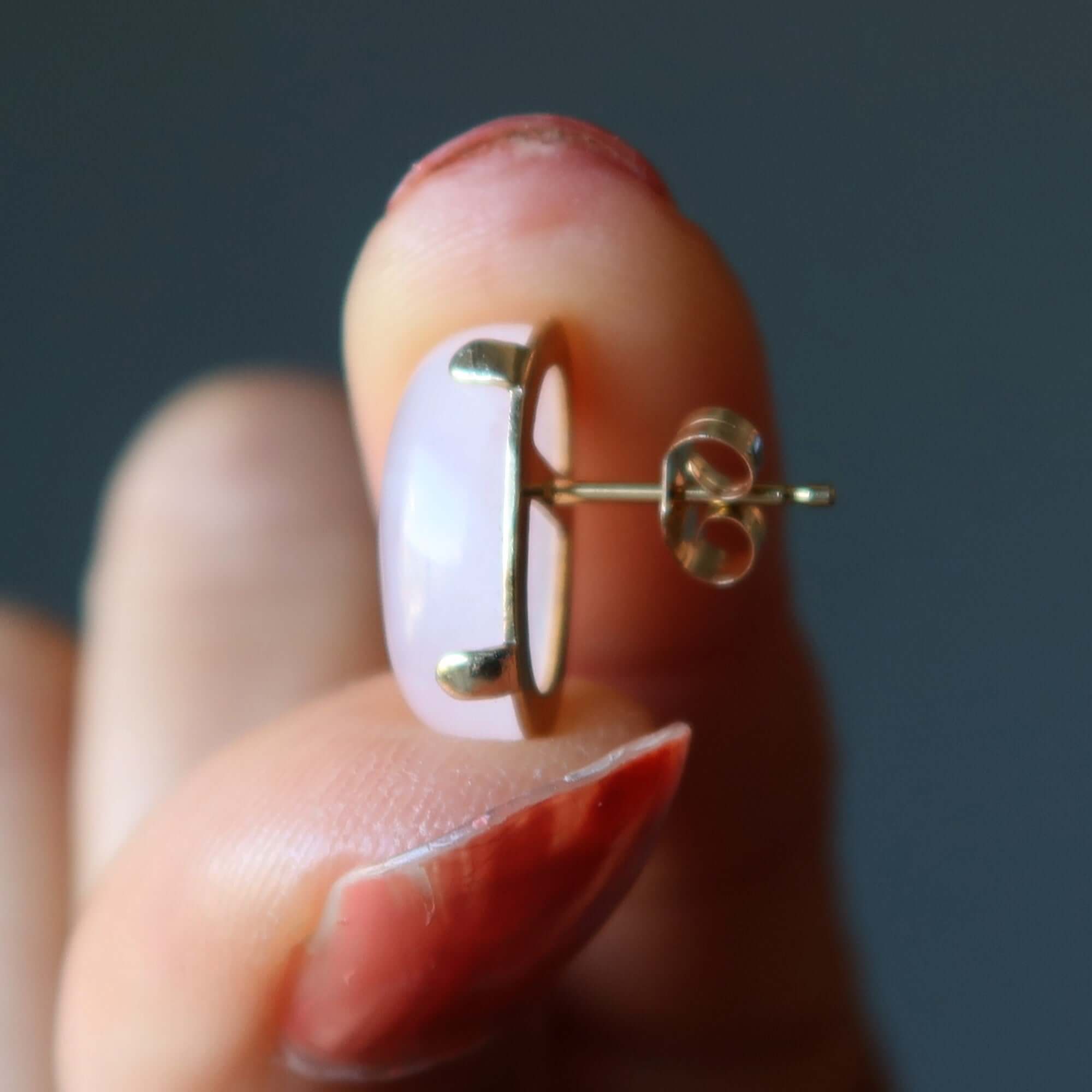Rose Quartz Earrings Love Stud 14-Karat Gold
