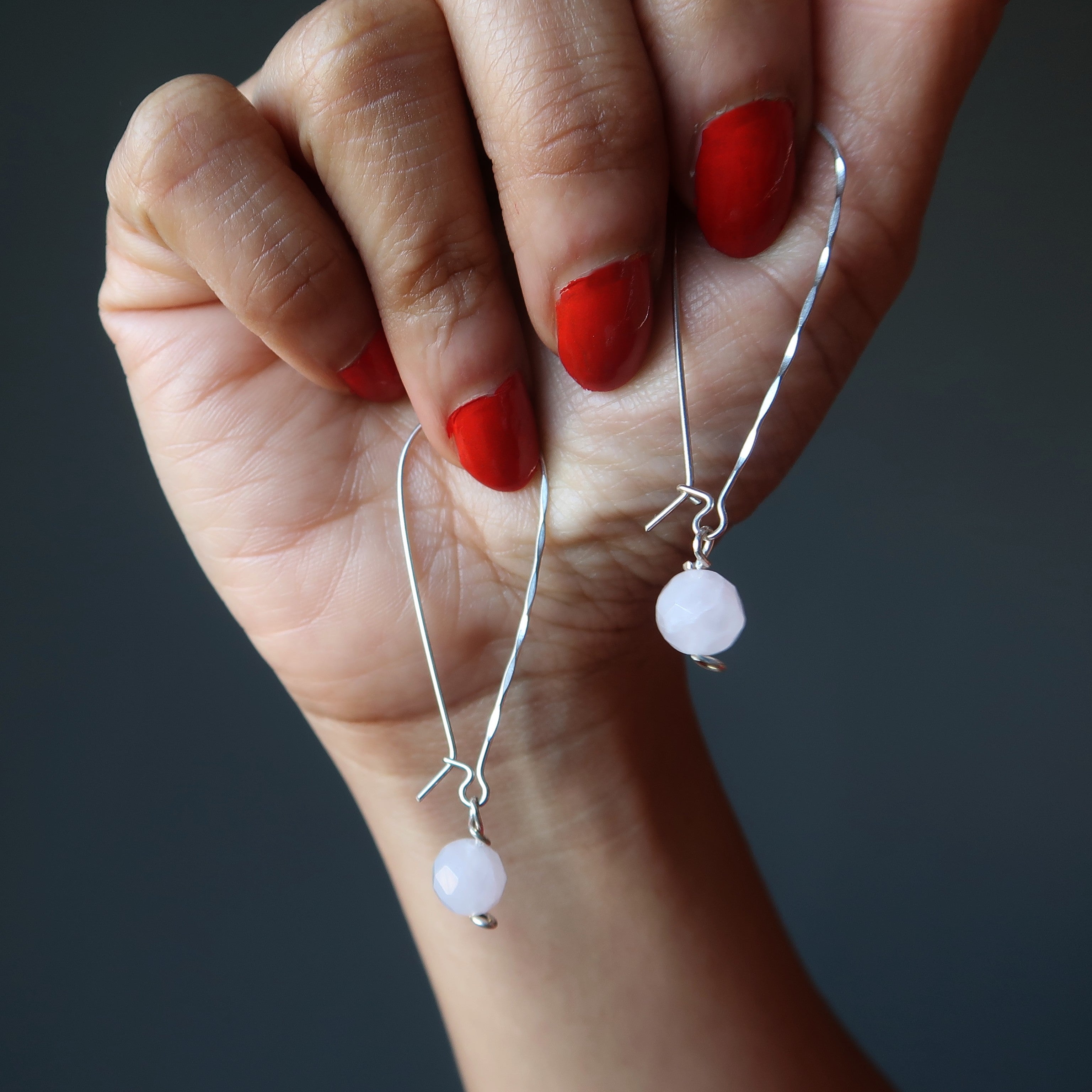 Rose Quartz Earrings Pretty in Pink Sterling Silver