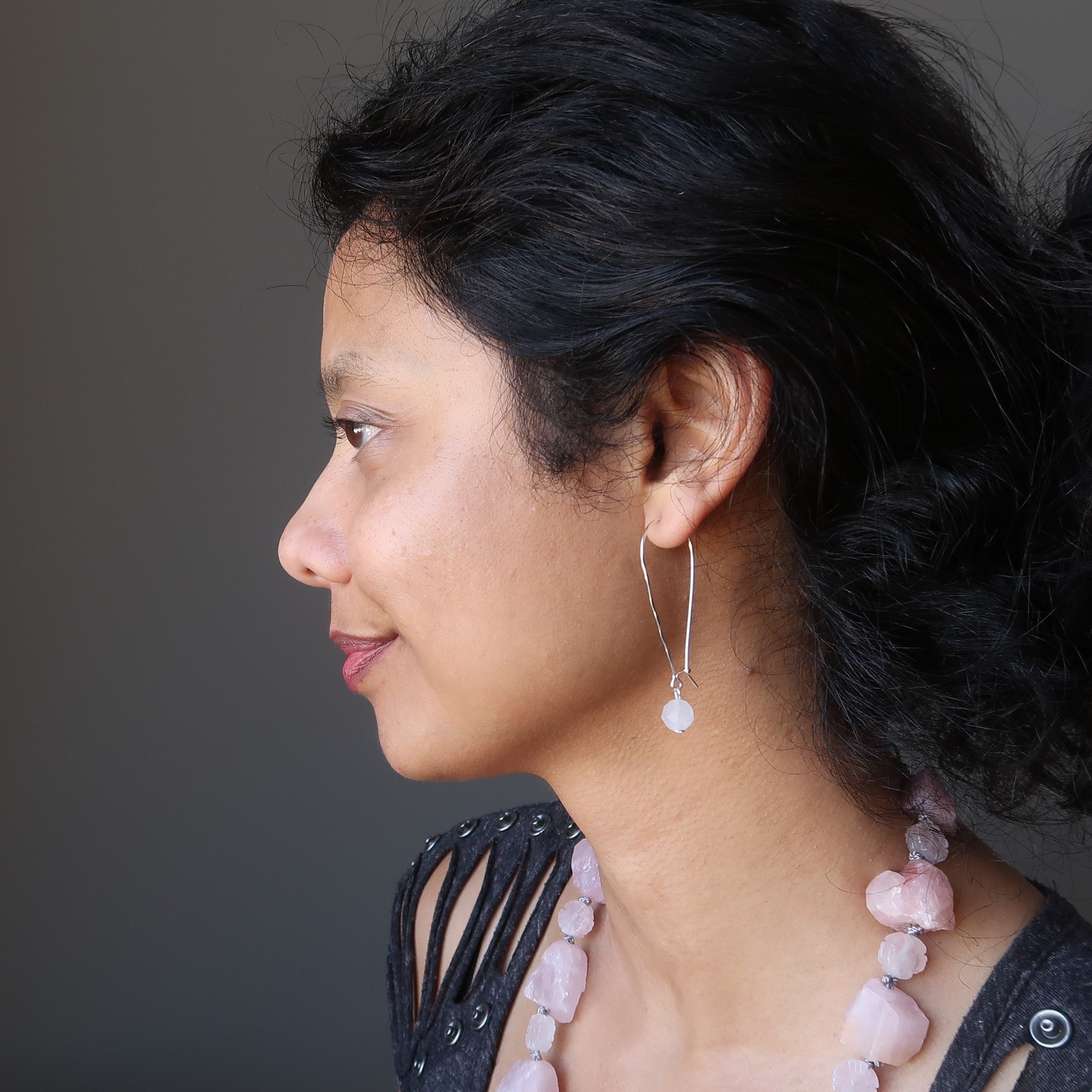 Rose Quartz Earrings Pretty in Pink Sterling Silver