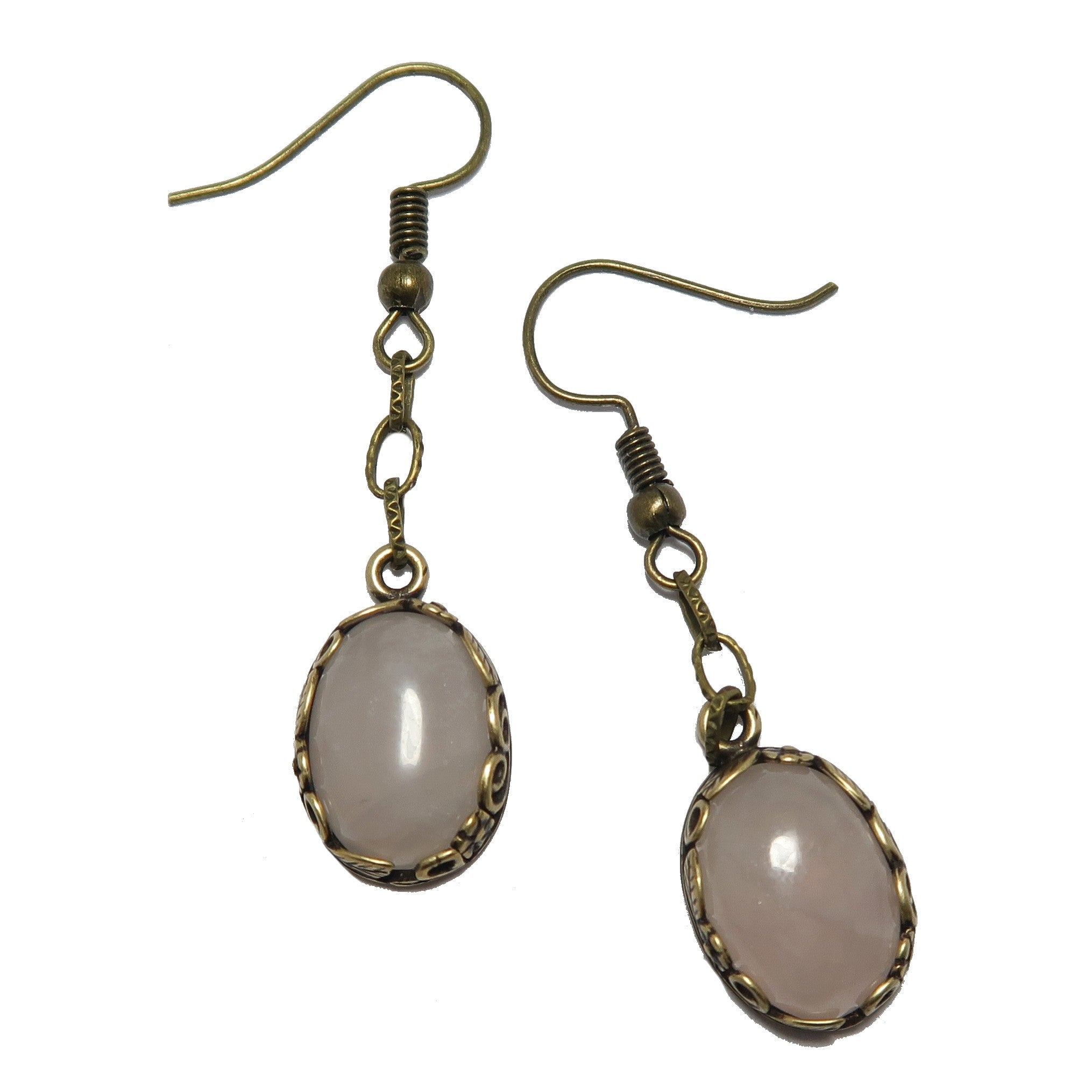 Rose Quartz Earrings Timeless Lover Gem on Chain