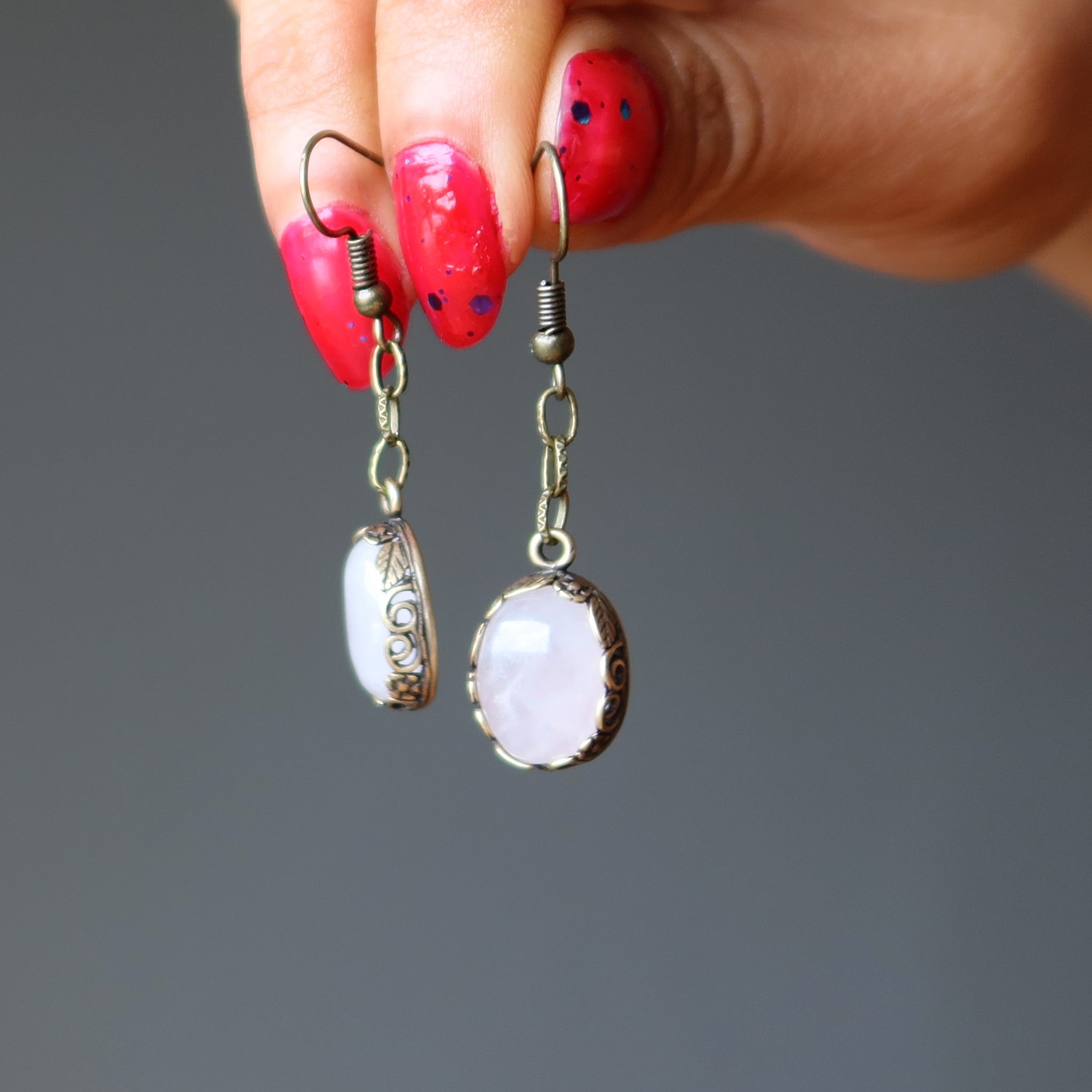 Rose Quartz Earrings Timeless Lover Gem on Chain