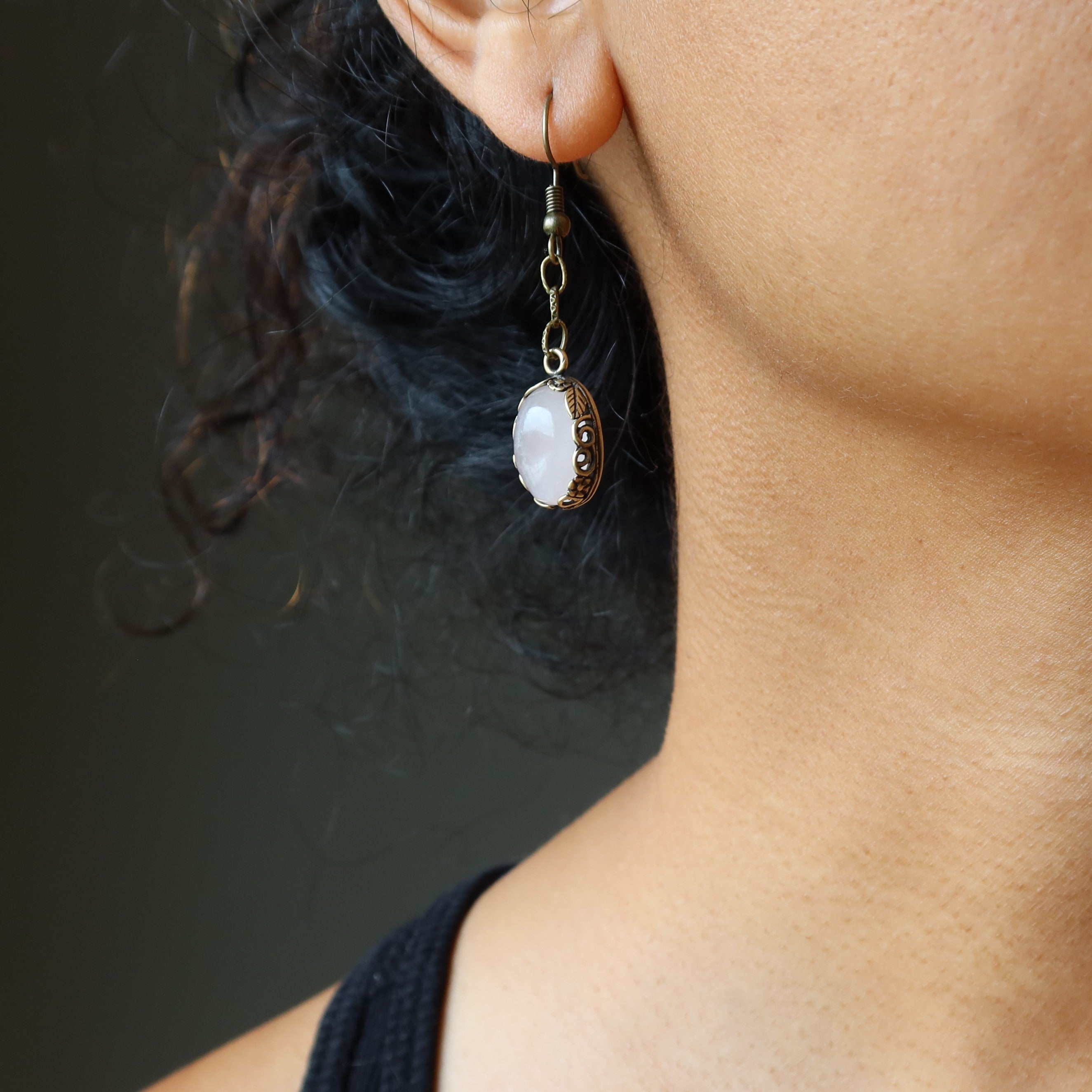 Rose Quartz Earrings Timeless Lover Gem on Chain