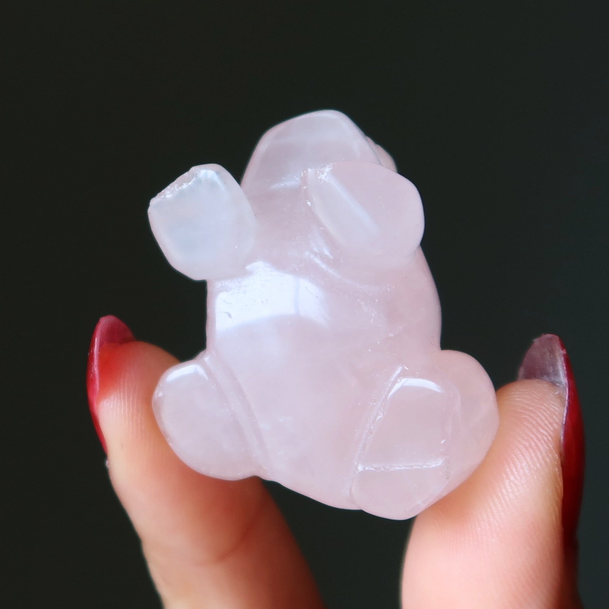 Grenouille de quartz rose animal guerrier blessé