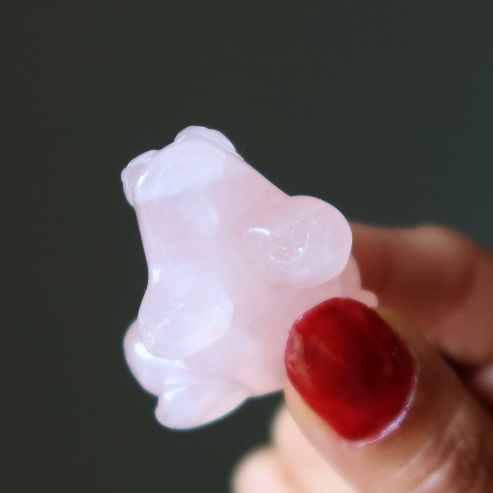 Grenouille de quartz rose animal guerrier blessé