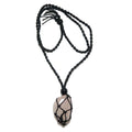 Collier en quartz rose Attrape-cœur en macramé