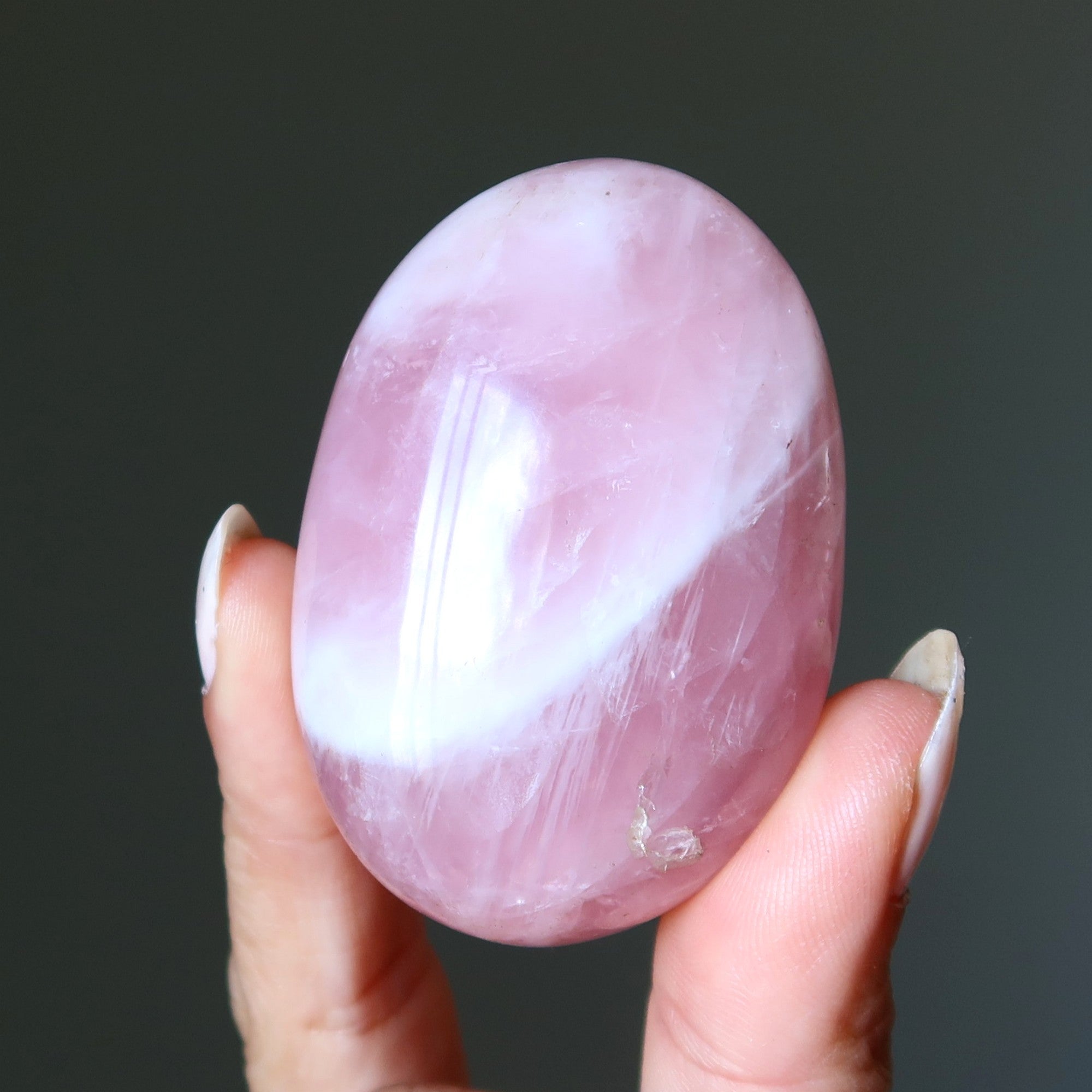 Pierre de Palmier Quartz Rose Amour dans la Main Cristal