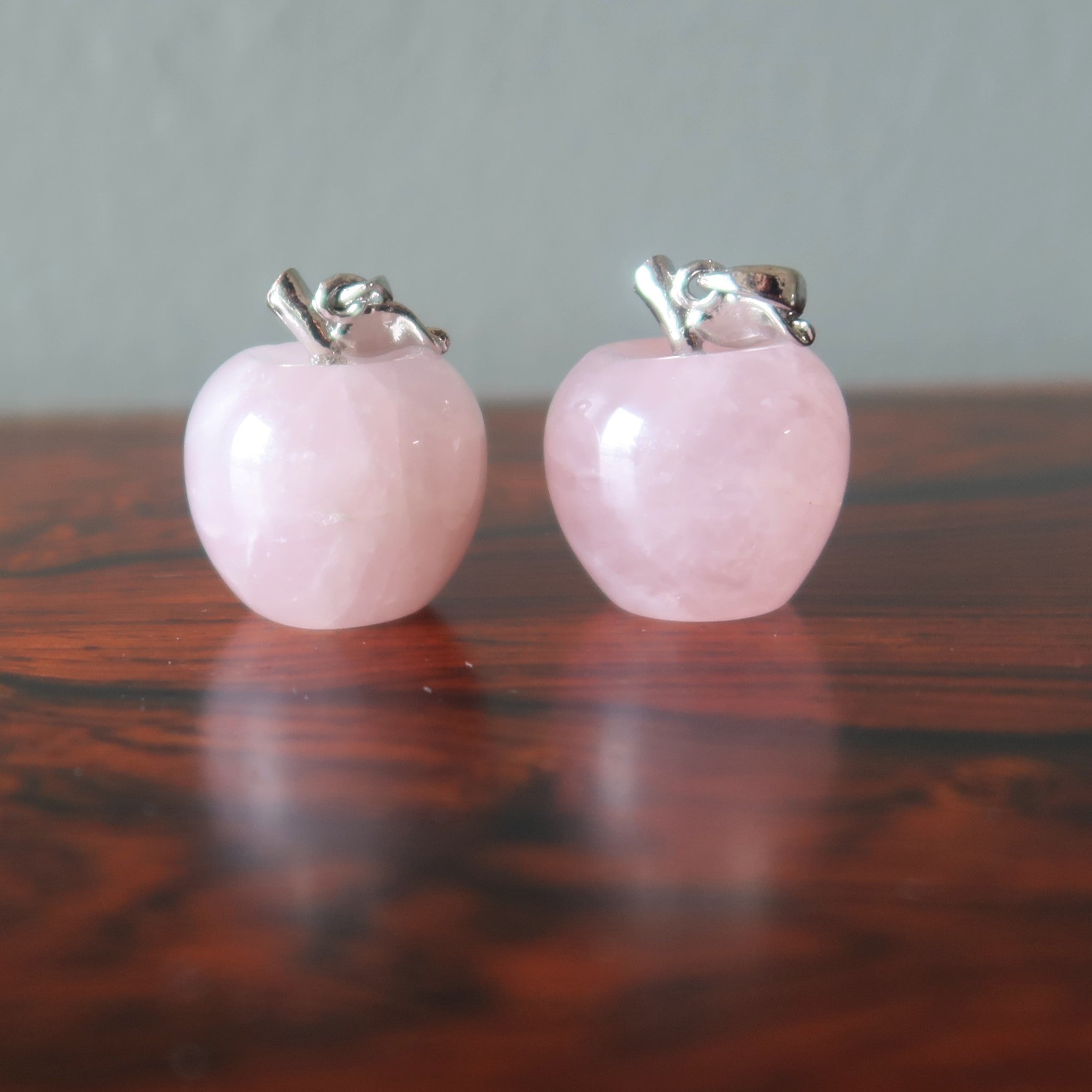 Rosenquarz-Anhänger rosa Apfel Liebesstein Silber