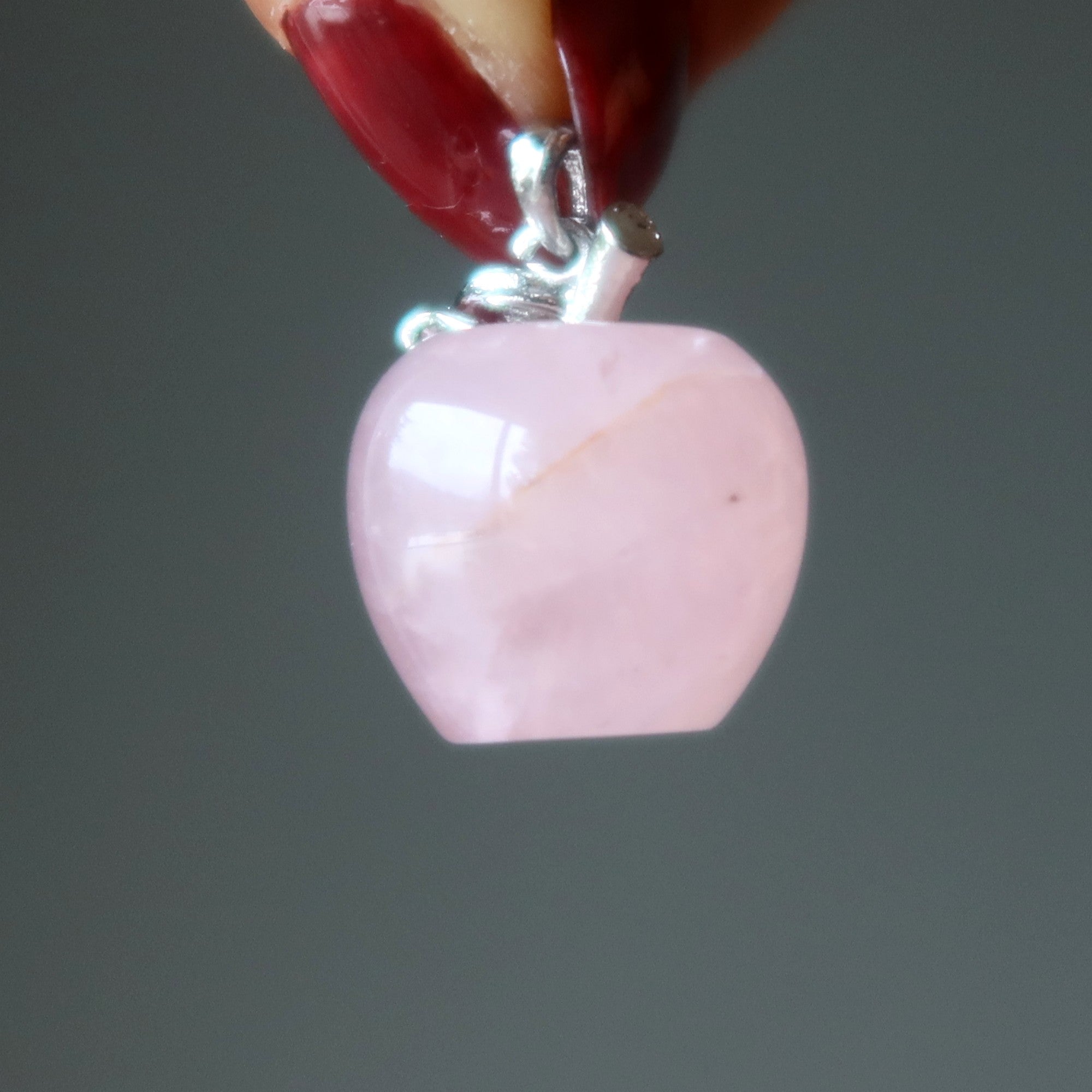Rosenquarz-Anhänger rosa Apfel Liebesstein Silber