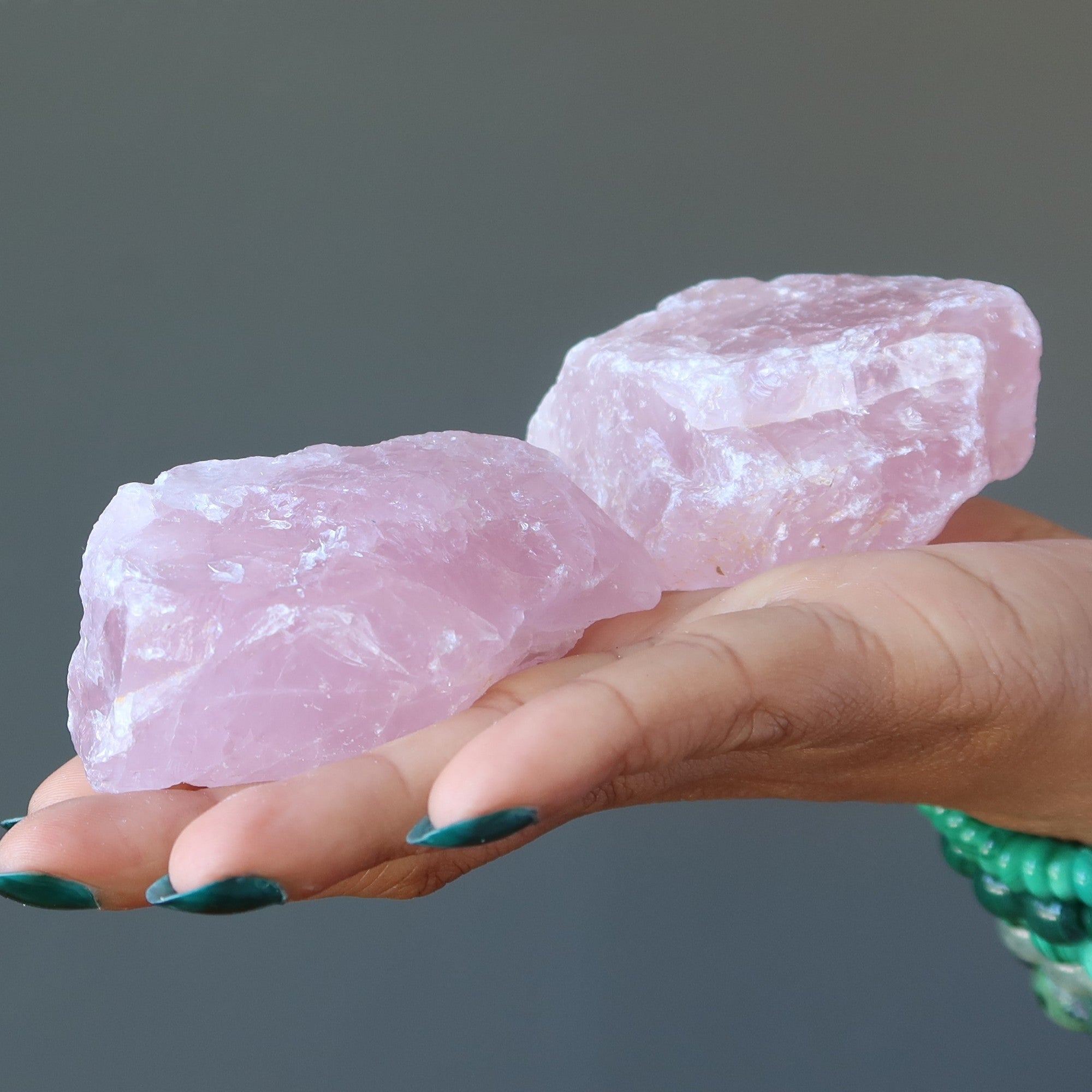 Rosenquarz Rohkristall Paar rosa Wahre Liebe Edelsteine