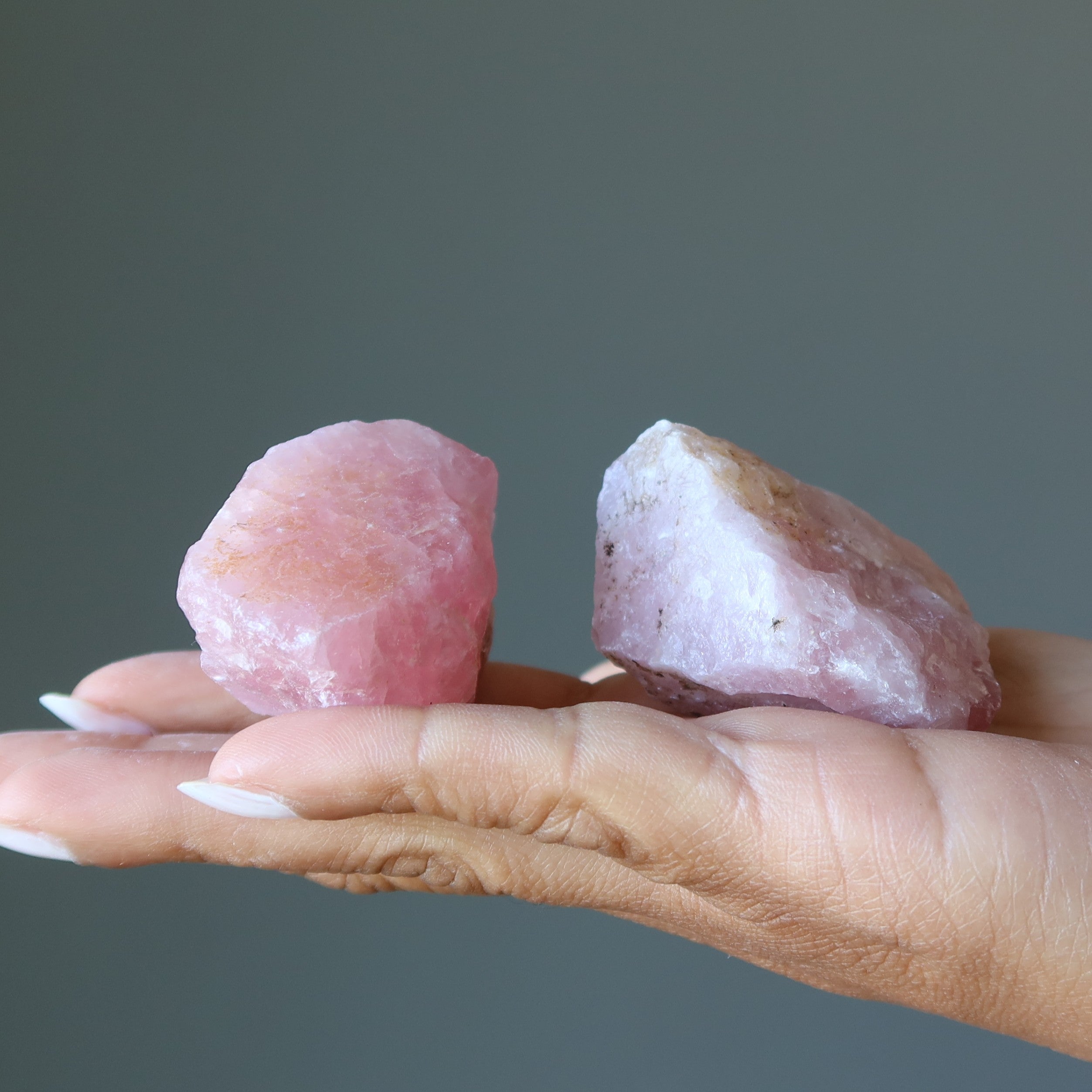 Rosenquarz Rohkristall Paar rosa Wahre Liebe Edelsteine