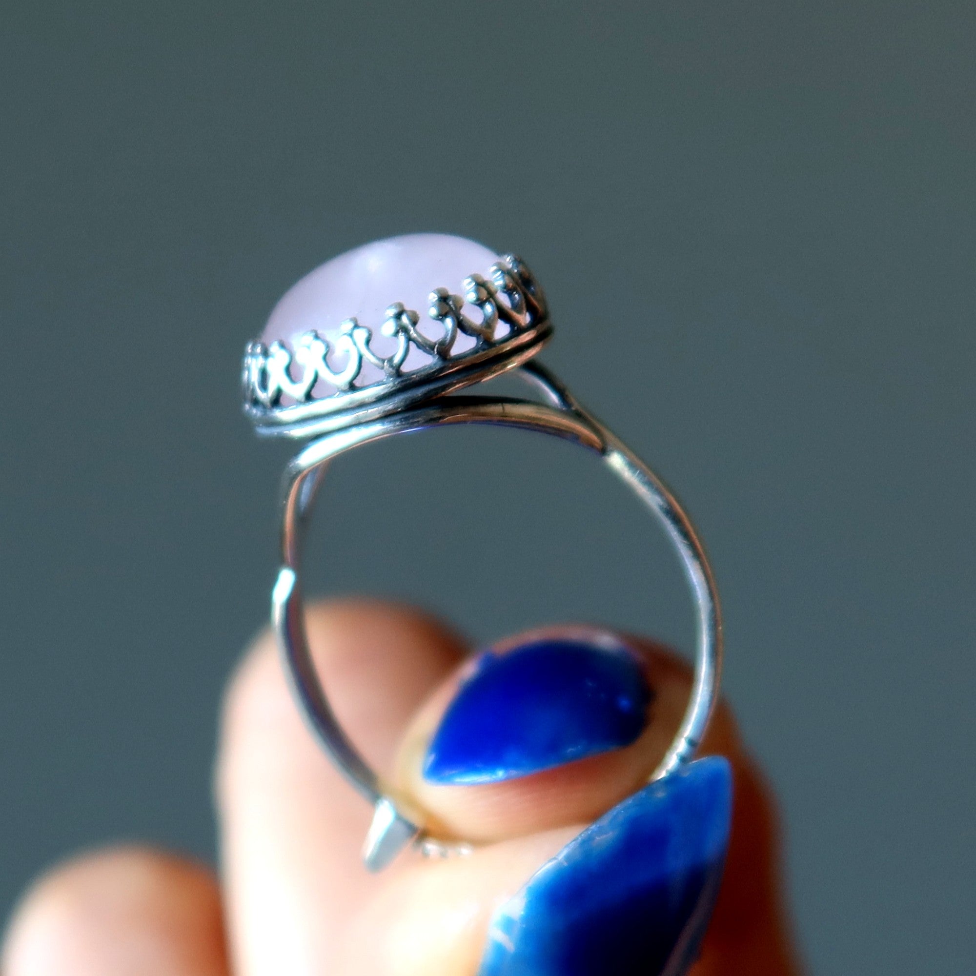 Rose Quartz Ring of Love Sterling Silver Adjustable