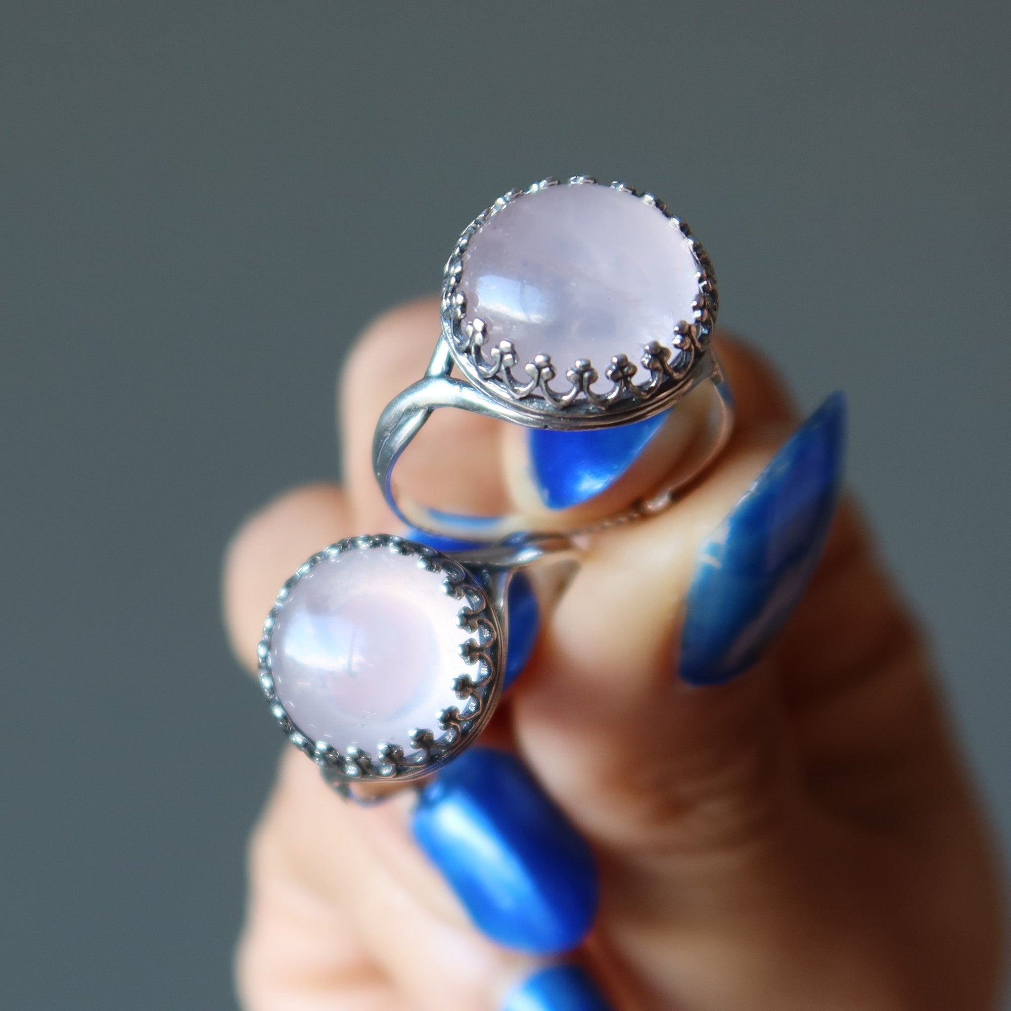 Rose Quartz Ring of Love Sterling Silver Adjustable
