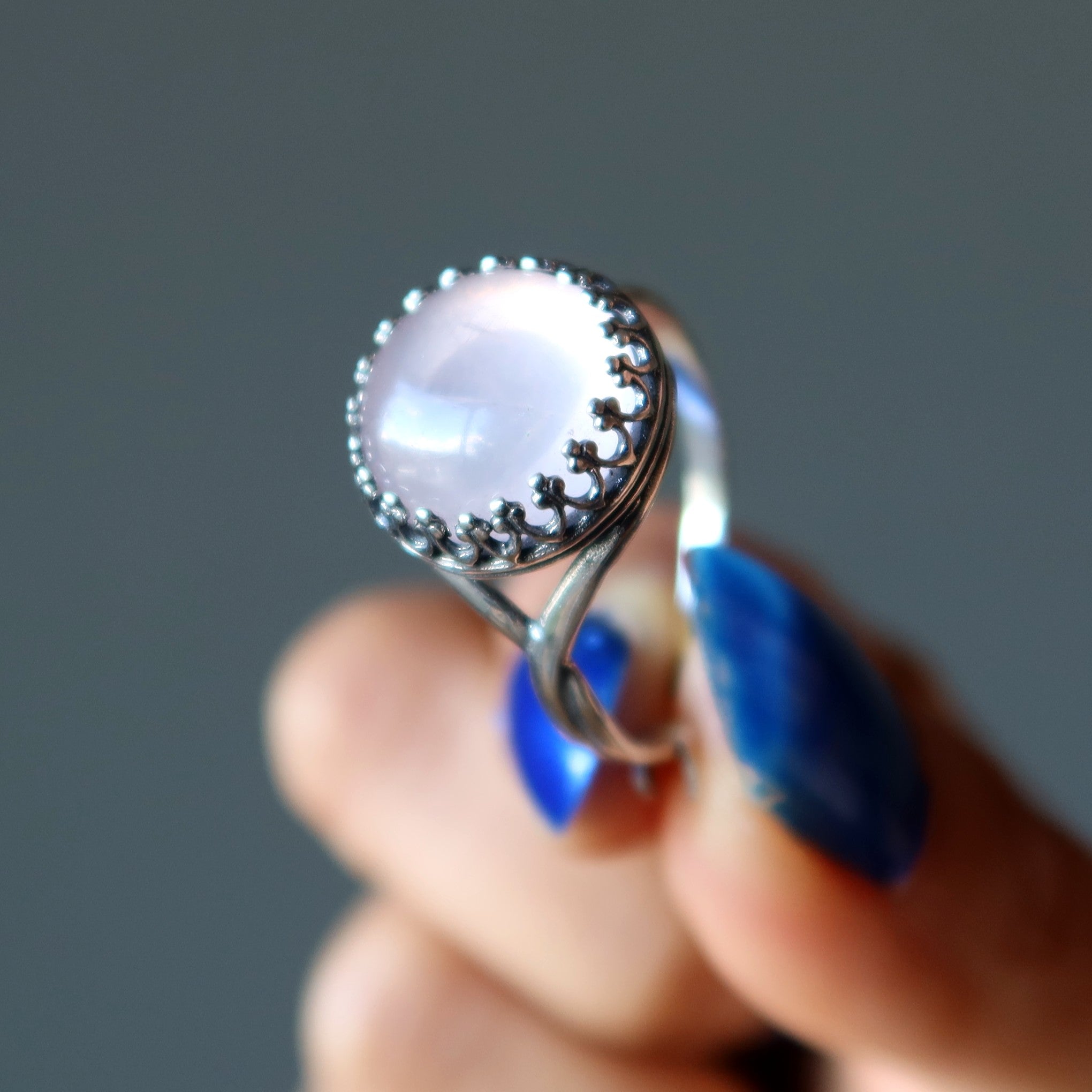 Rose Quartz Ring of Love Sterling Silver Adjustable